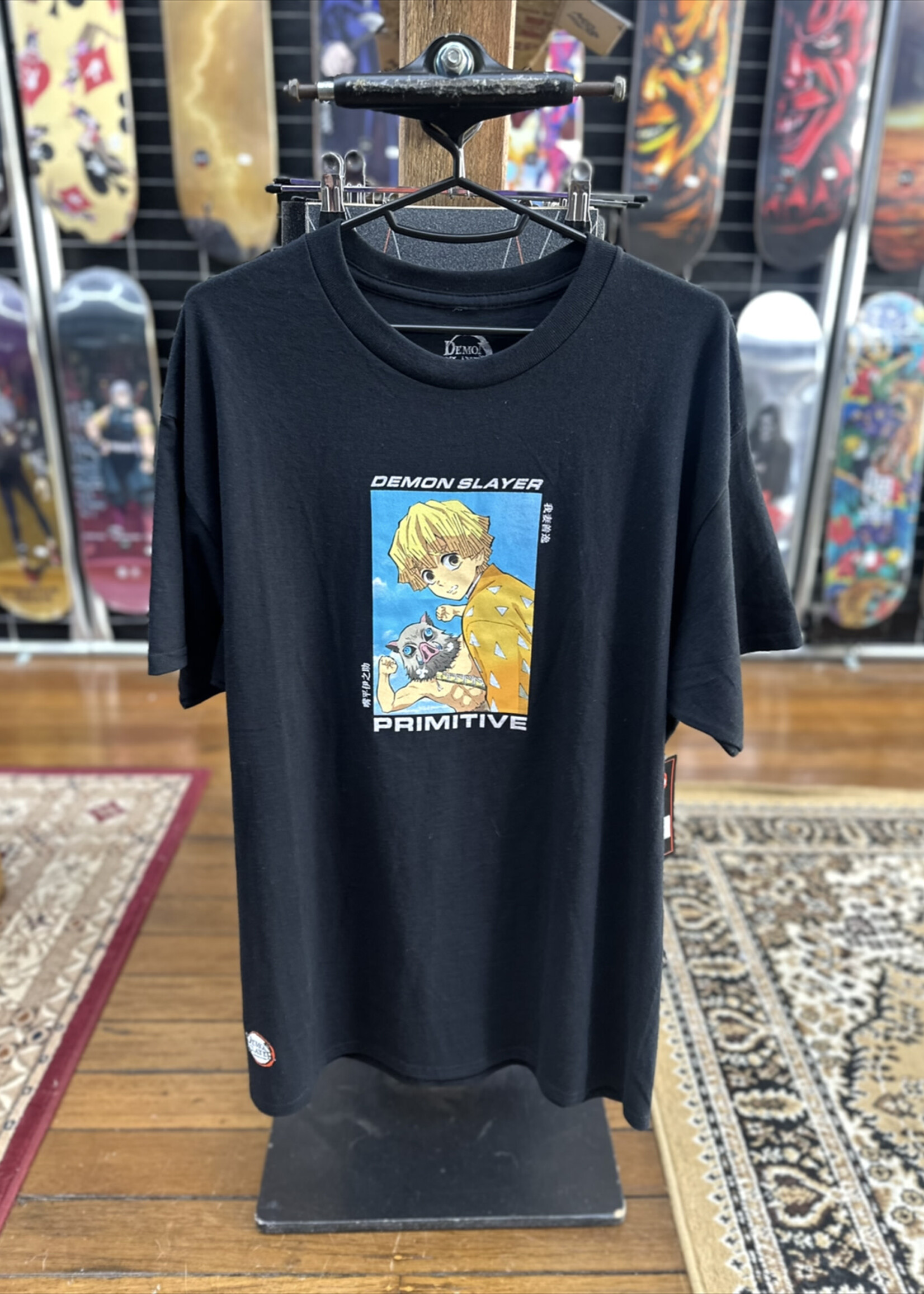 PRIMITIVE PRIMITIVE - Demon Slayer Zenitsu Inosuke Black Tee - Large