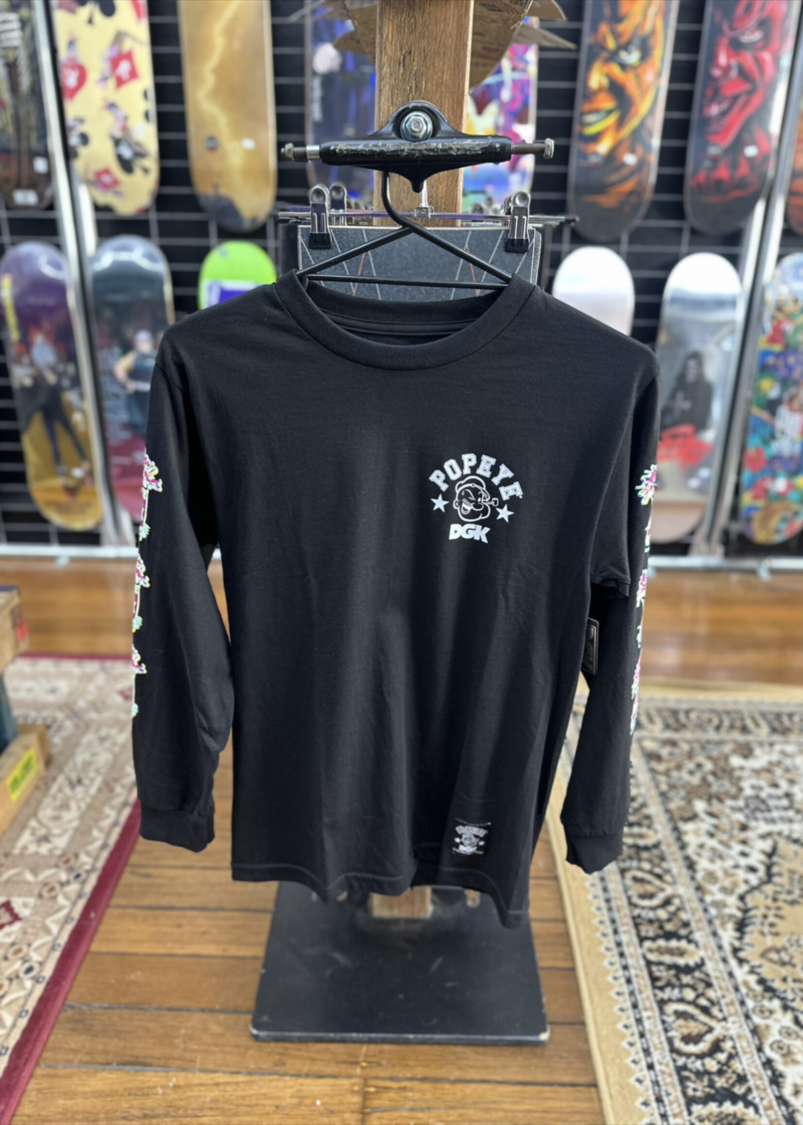DGK DGK - Popeye Spinach Black Long Sleeve Tee - Small