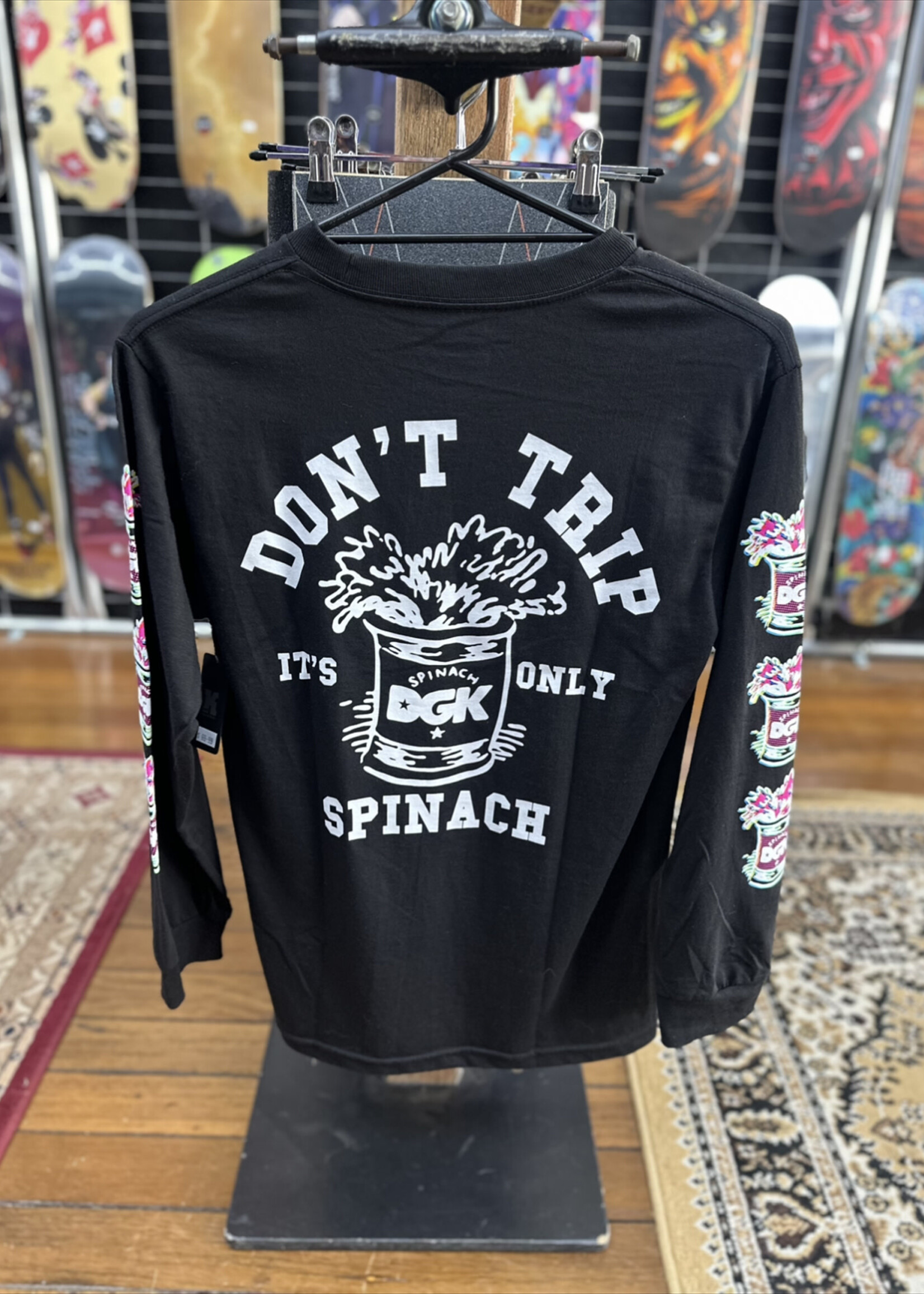 DGK DGK - Popeye Spinach Black Long Sleeve Tee - Small