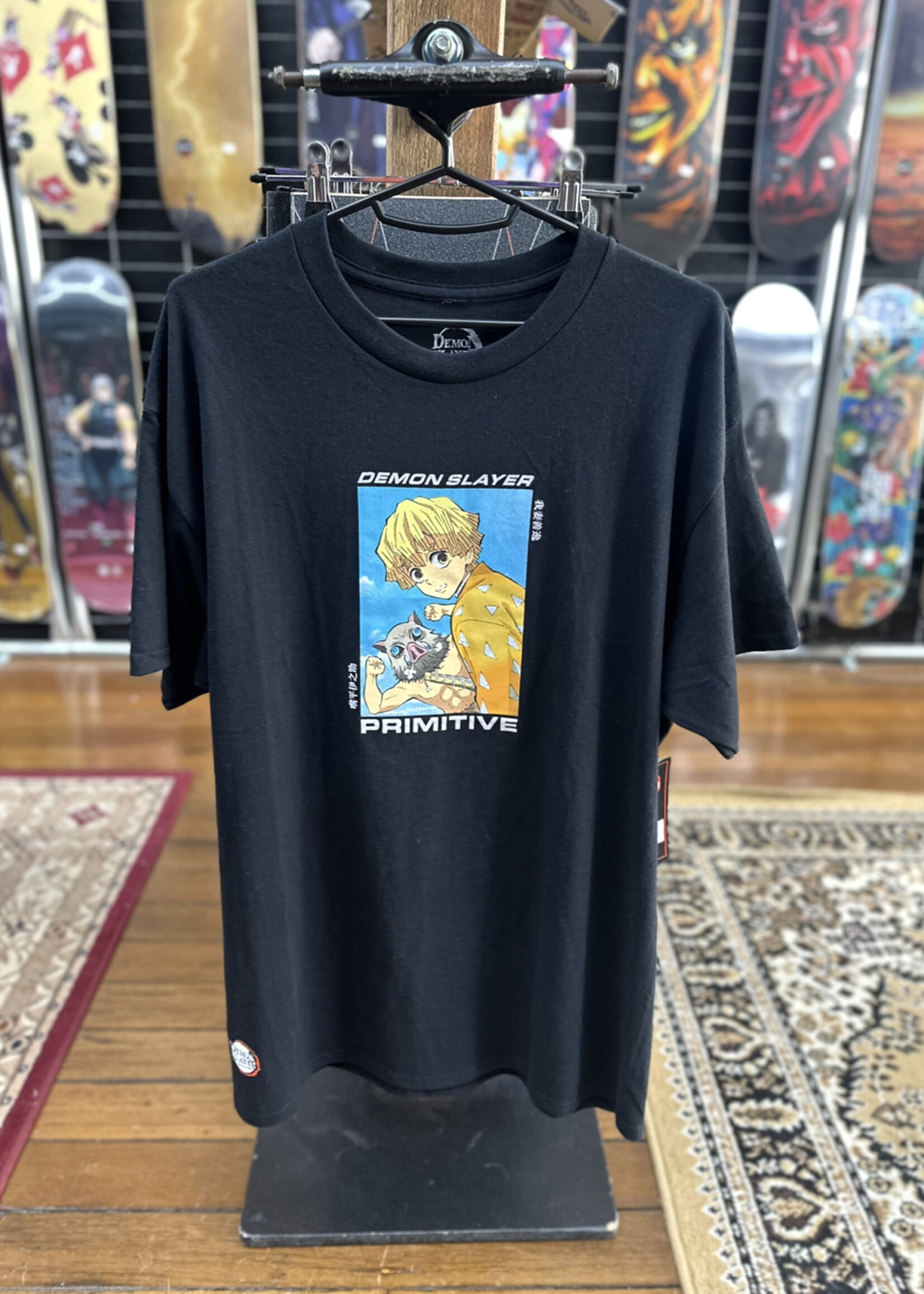 PRIMITIVE PRIMITIVE - Demon Slayer Zenitsu Inosuke Black Tee - Large