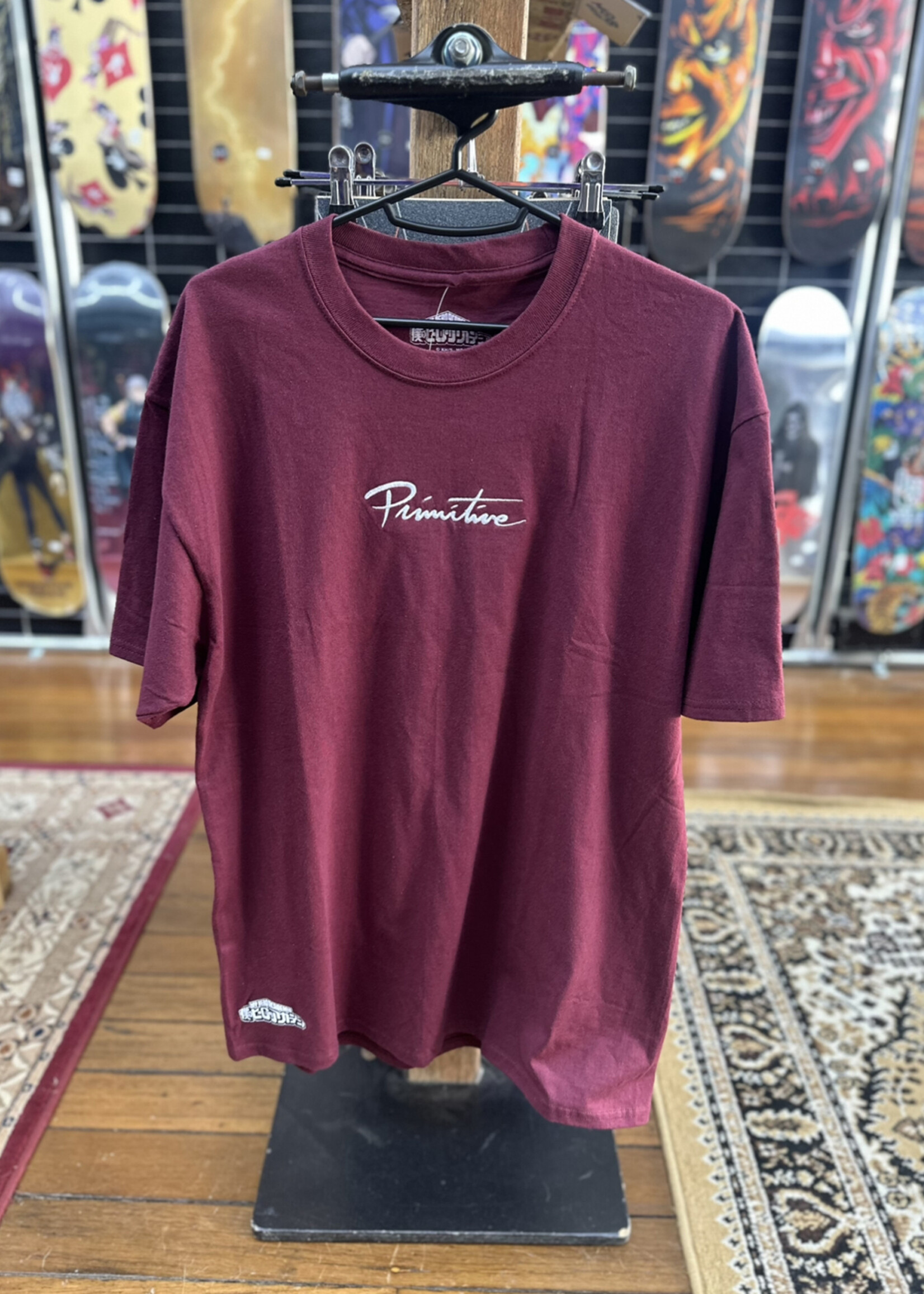 PRIMITIVE PRIMITIVE - My Hero Academia Dirty P Izuku Midoriya Burgandy Tee - Large