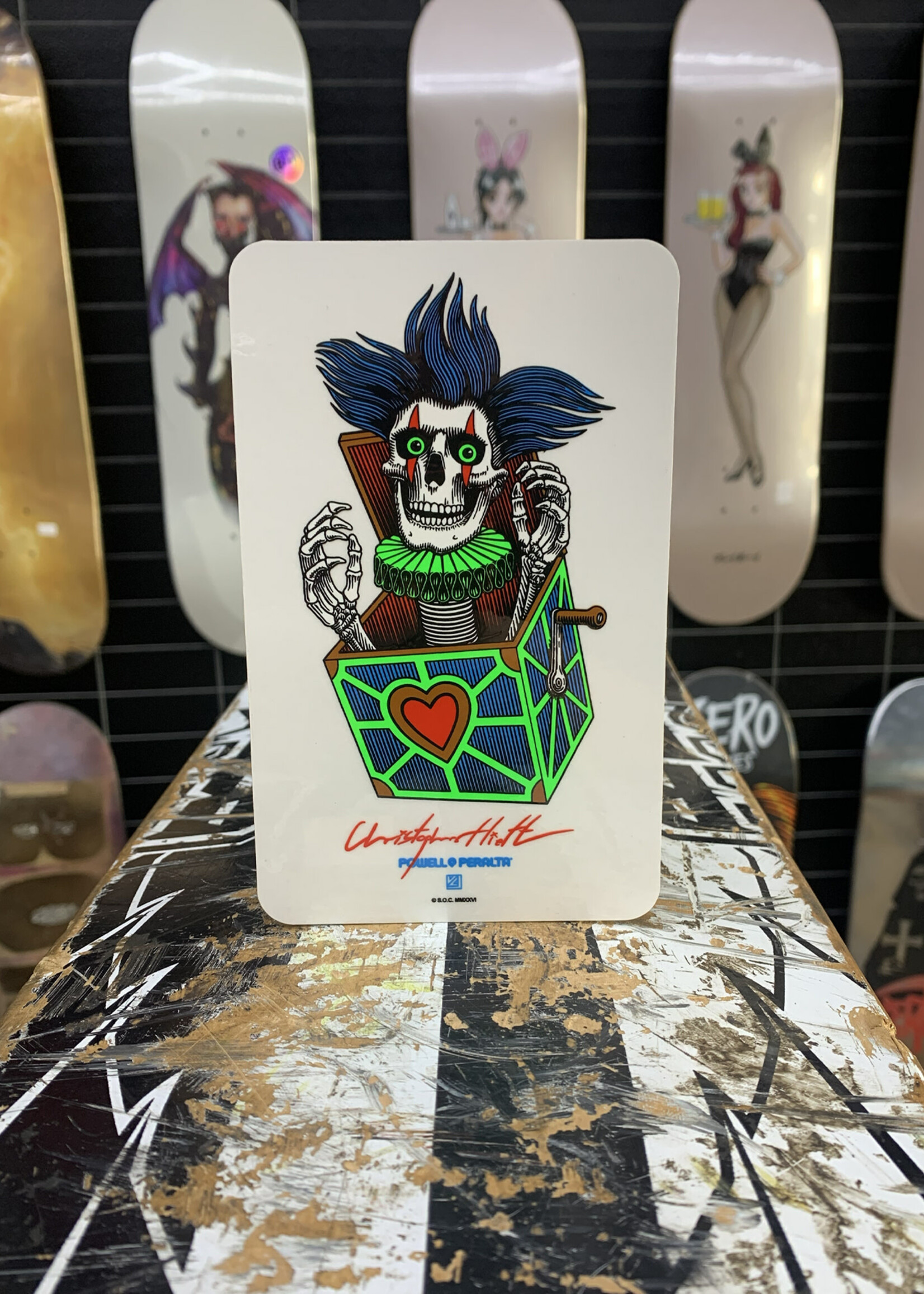 Powell Peralta POWELL PERLTA - Chris Hiett Jack in the Box Skull Sticker - 6"