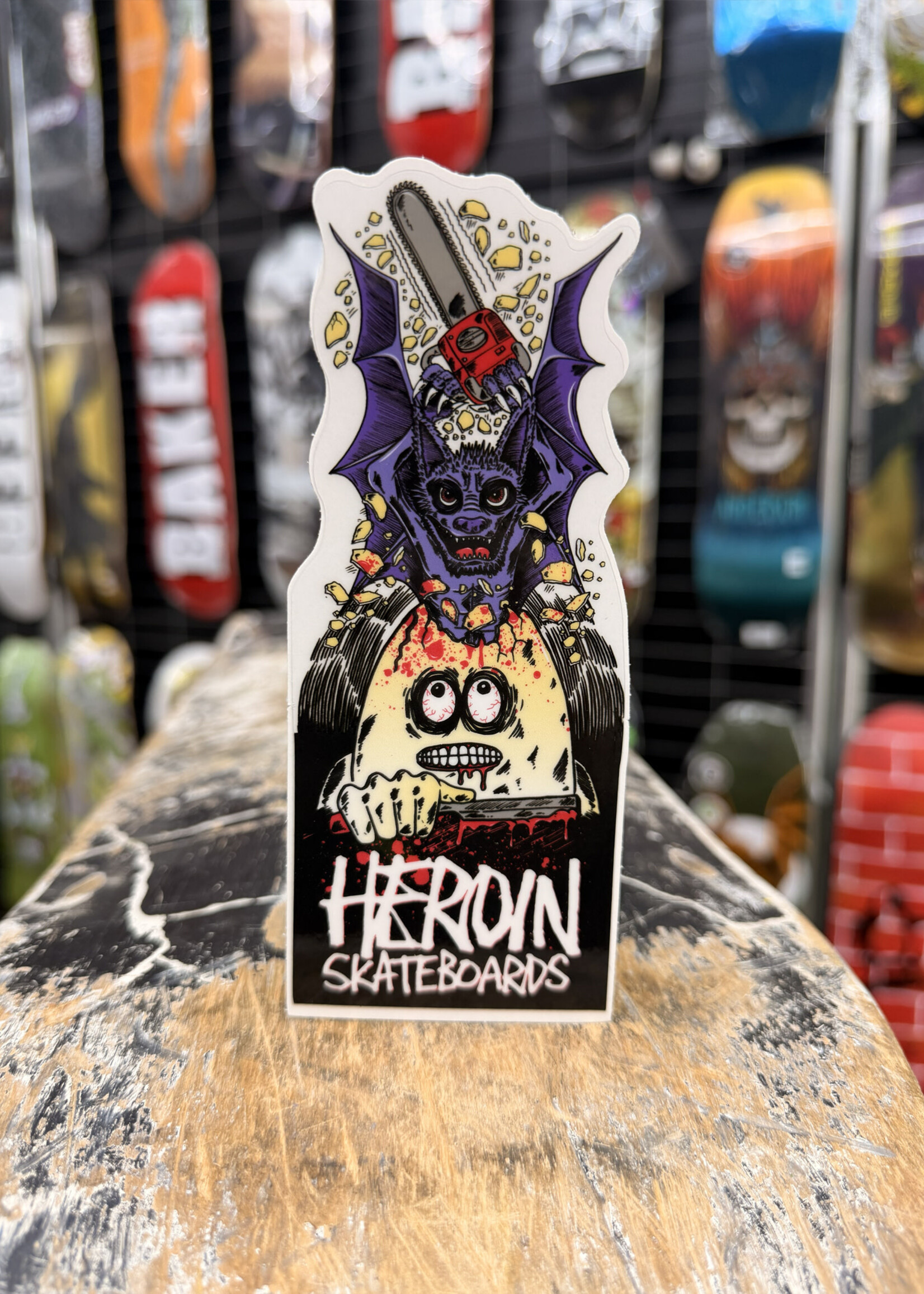 HEROIN SKATEBOARDS HEROIN SKATEBOARDS - Chainsaw Bat Sticker - 6"