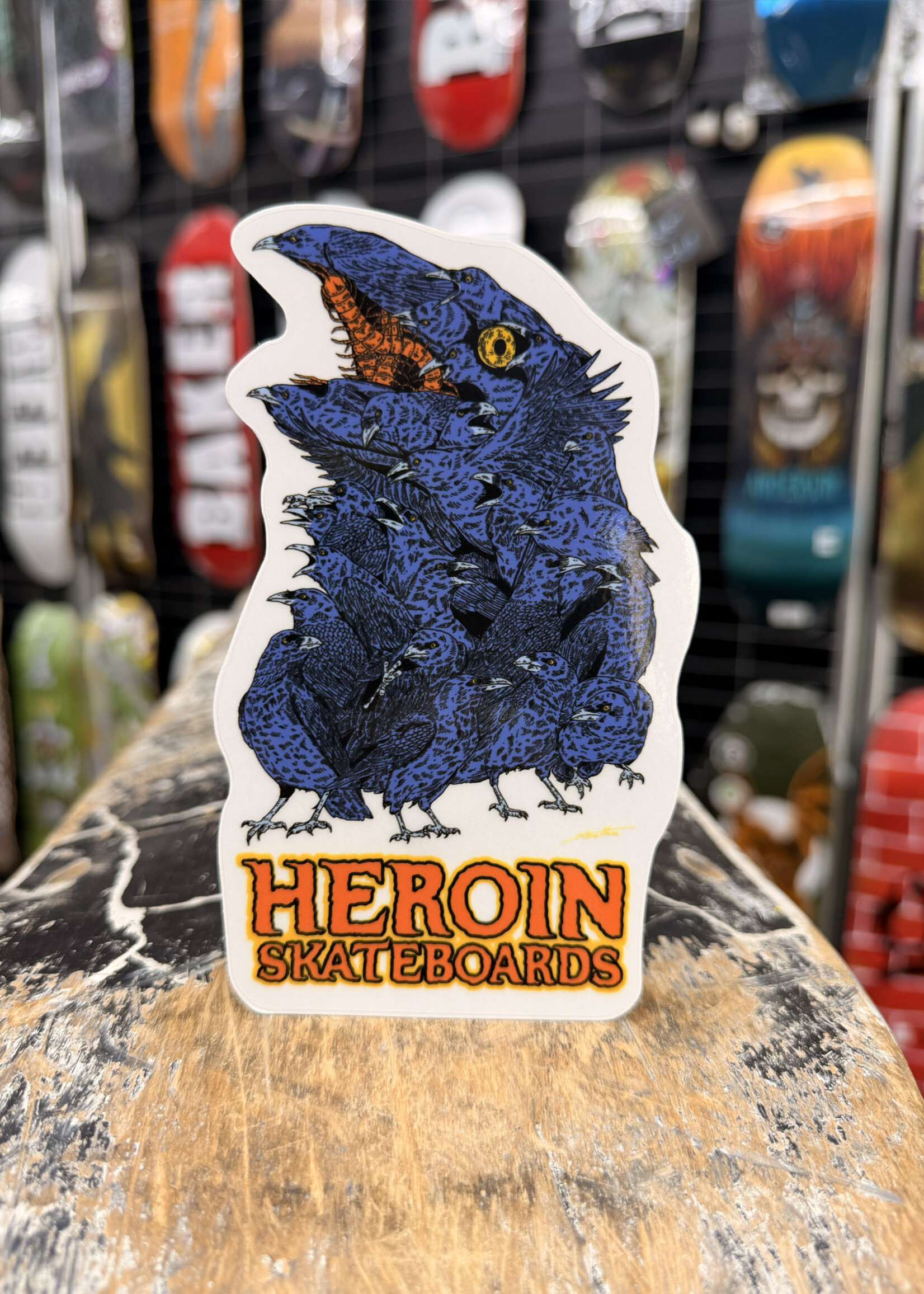 HEROIN SKATEBOARDS HEROIN SKATEBOARDS - Crows Crow Sticker - 5.75"