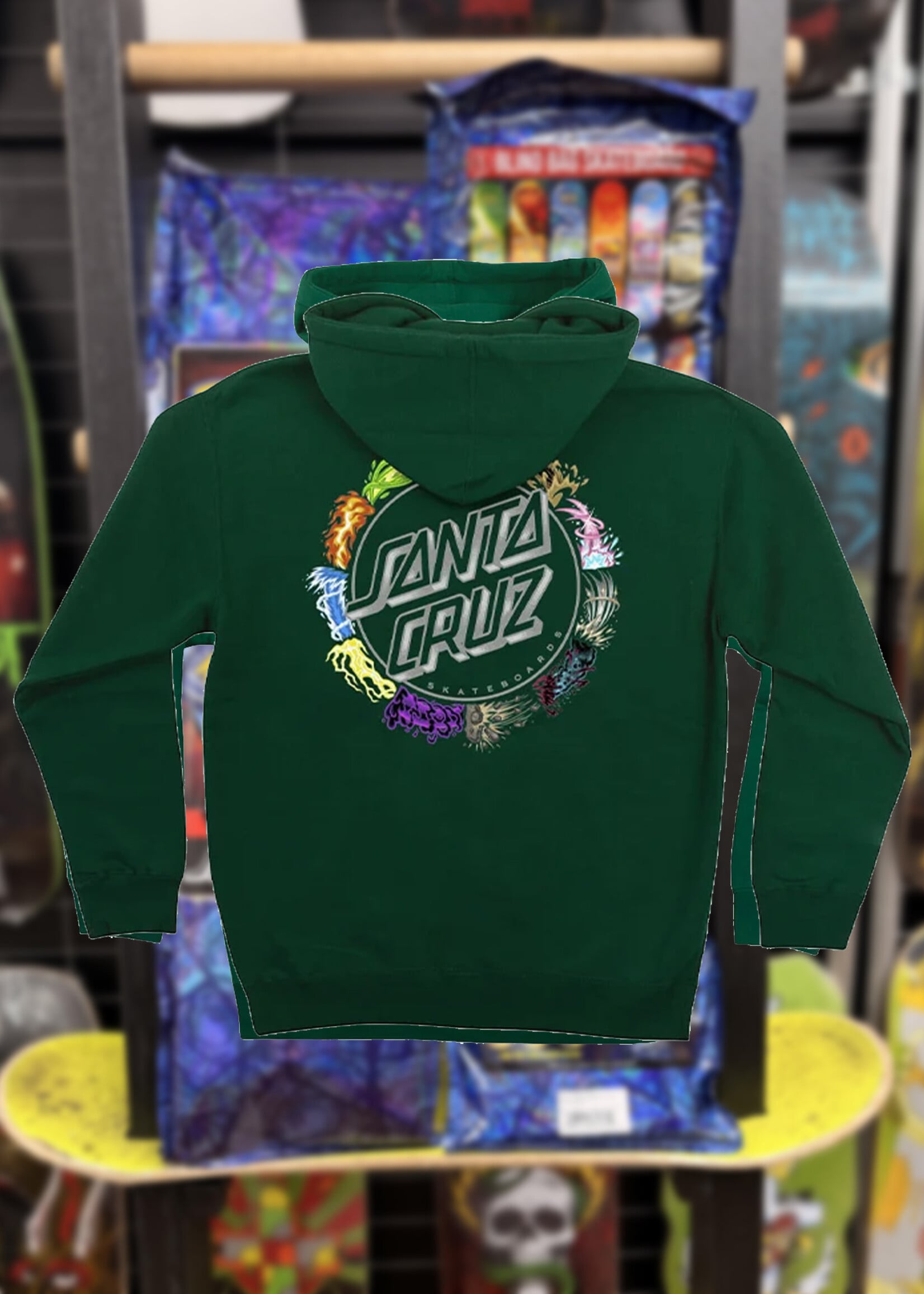 Santa Cruz SANTA CRUZ - Pokémon Power Dot Midweight Pullover Hoodie Forest Green