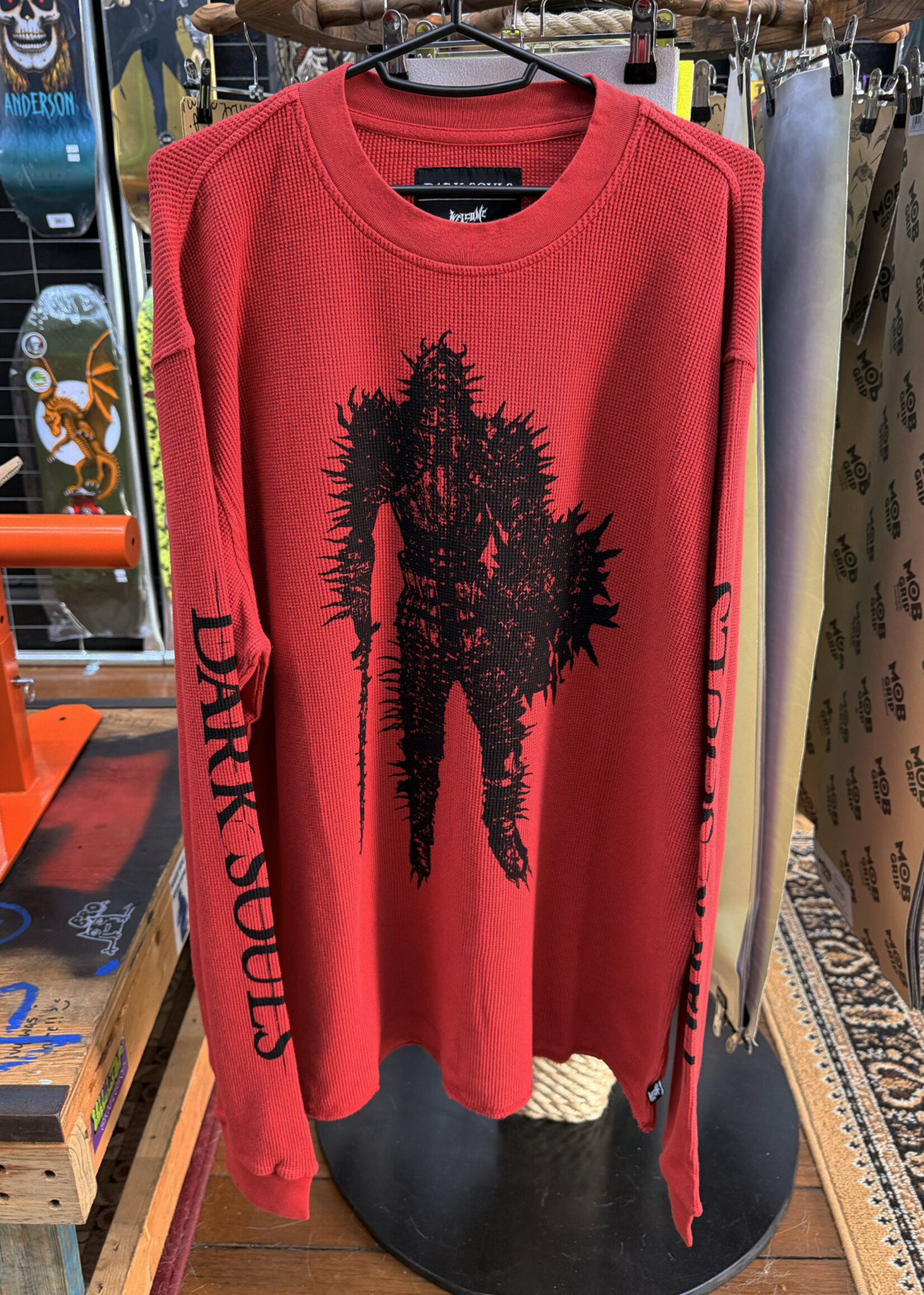 Welcome WELCOME SKATEBOARDS - Dark Souls Kirk Raw Hem Thermal Vintage Red - Large
