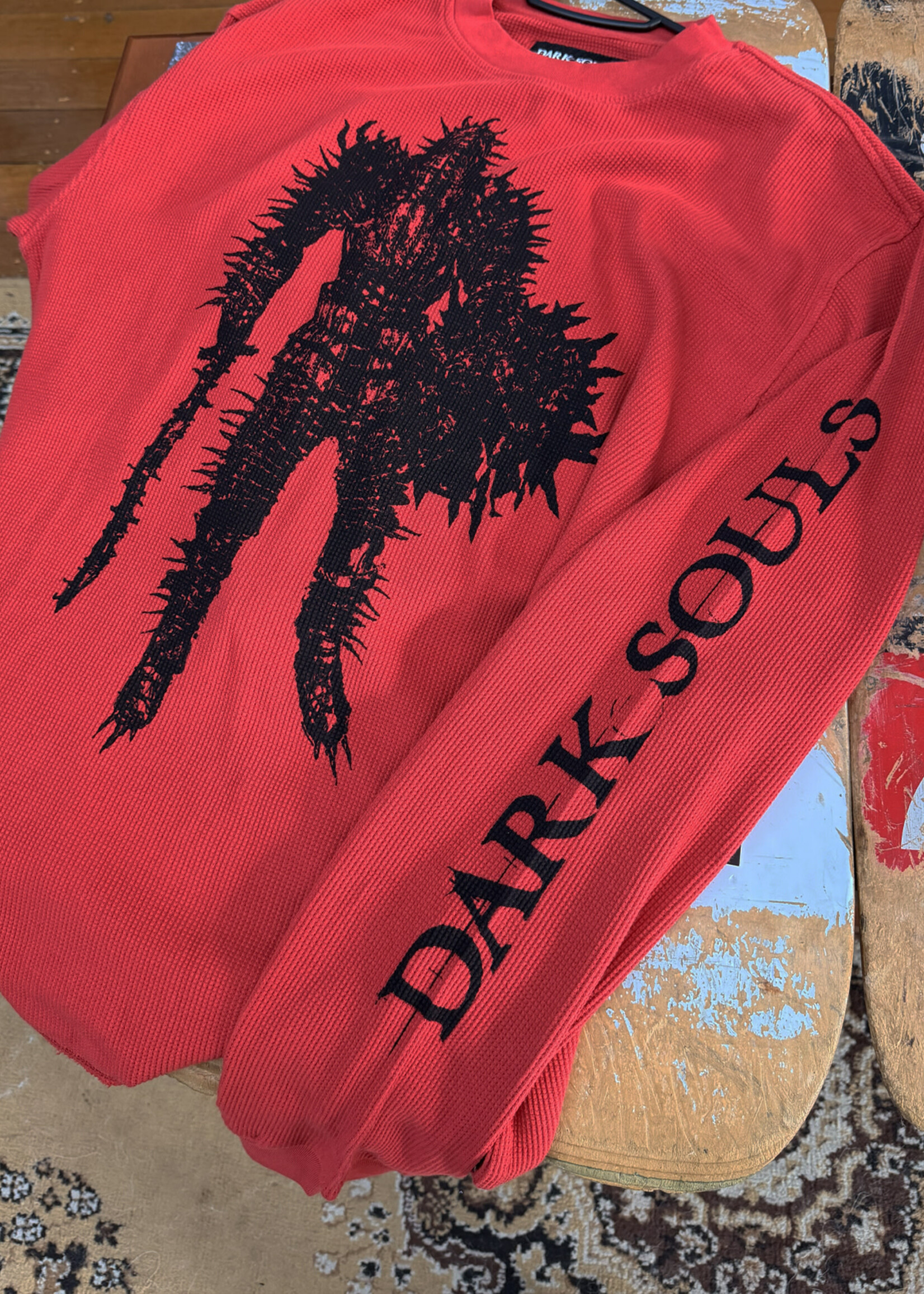 Welcome WELCOME SKATEBOARDS - Dark Souls Kirk Raw Hem Thermal Vintage Red - Large