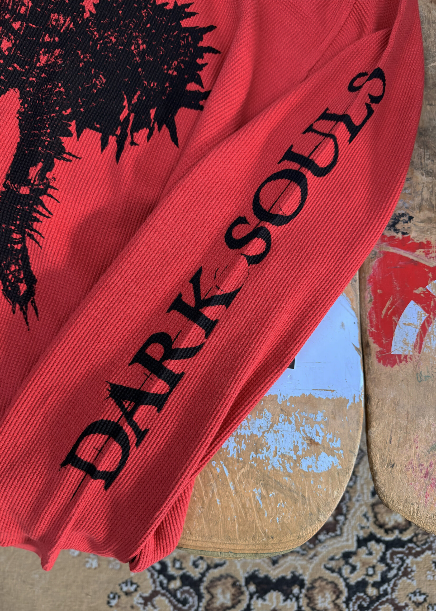 Welcome WELCOME SKATEBOARDS - Dark Souls Kirk Raw Hem Thermal Vintage Red - Large