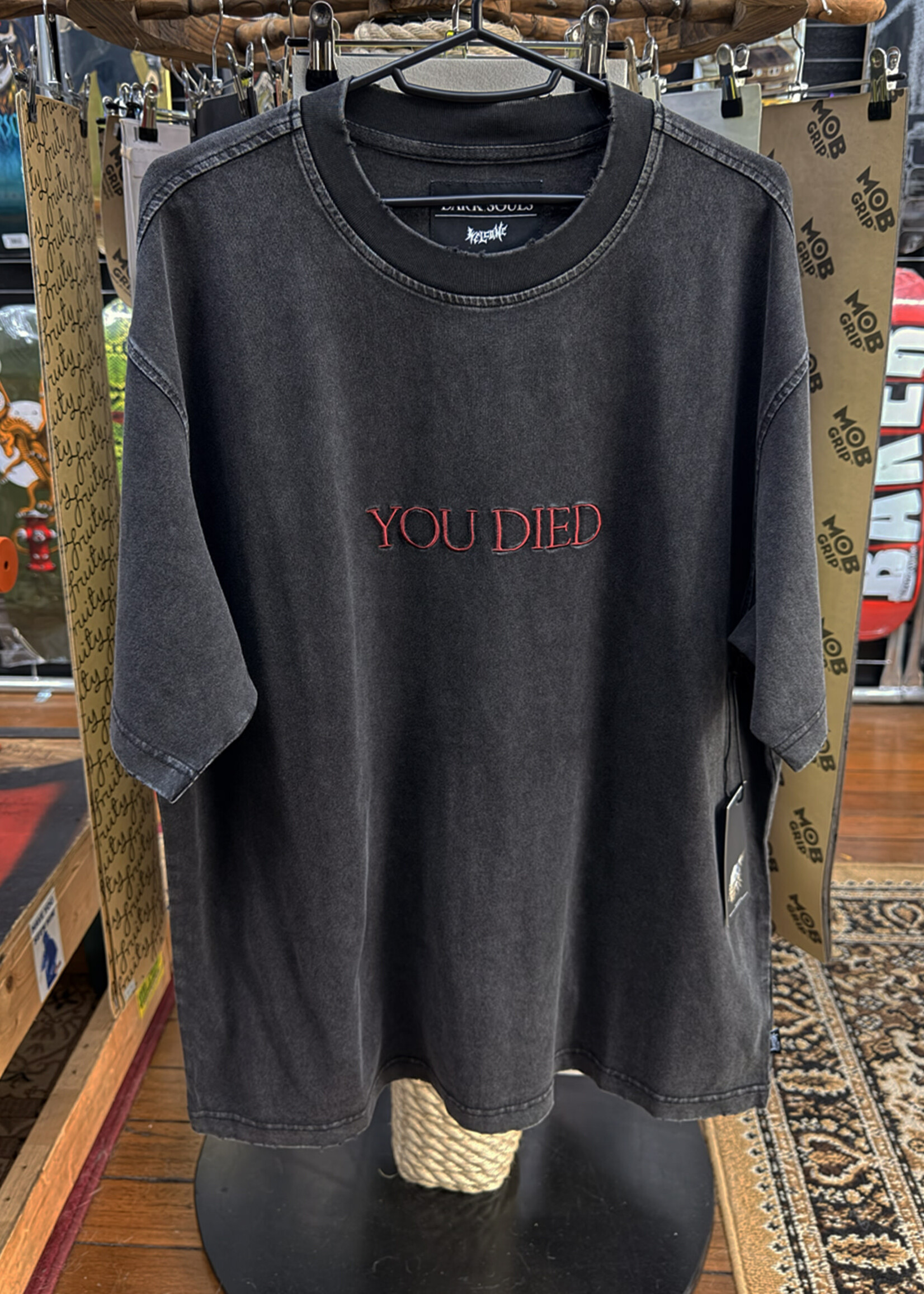 Welcome WELCOME SKATEBOARDS - Dark Souls You Died Distressed Tee Vintage Black