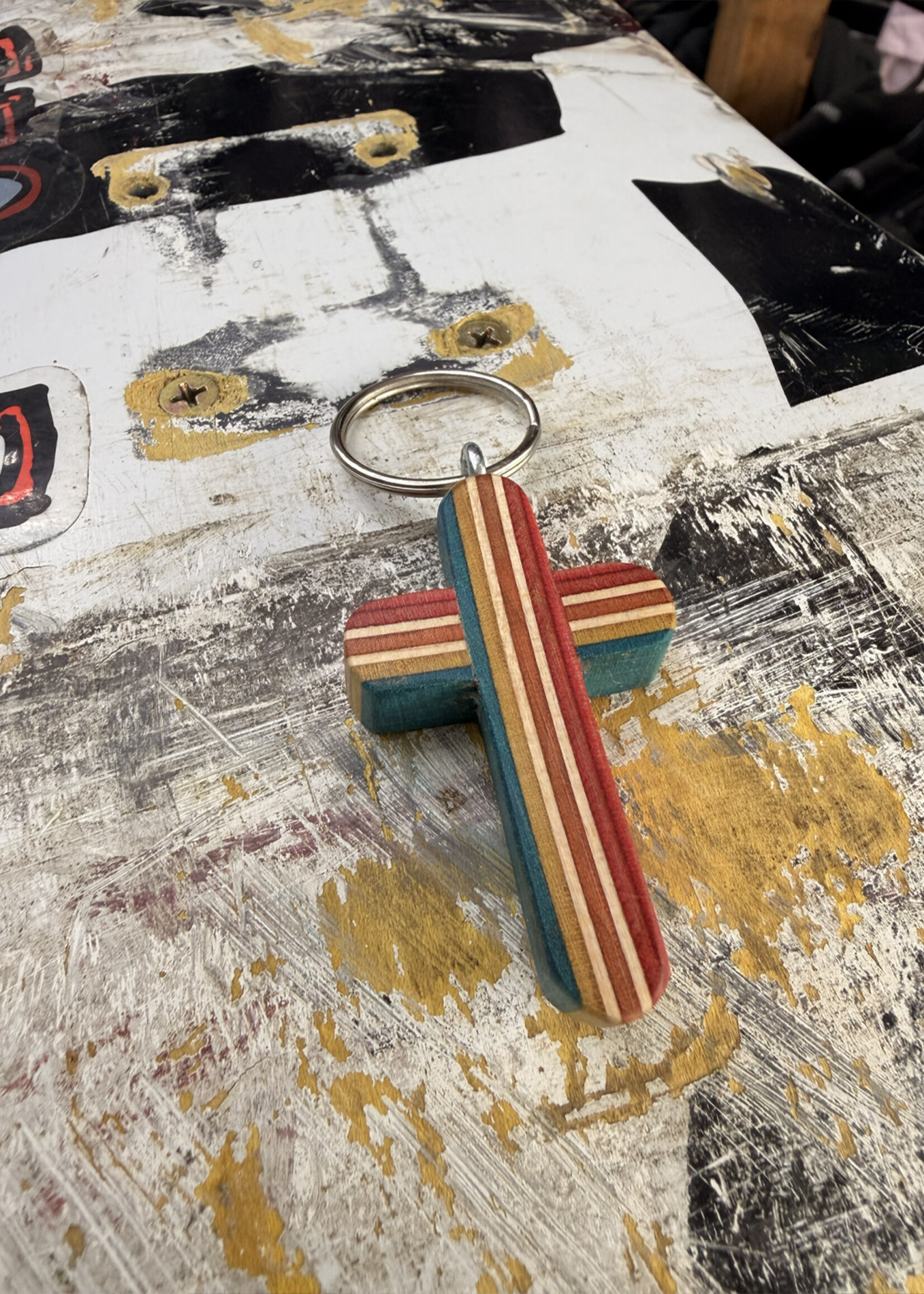 Local Artists LOCAL ARTISTS - Strangele Dim Woodwork Keychain - Cross
