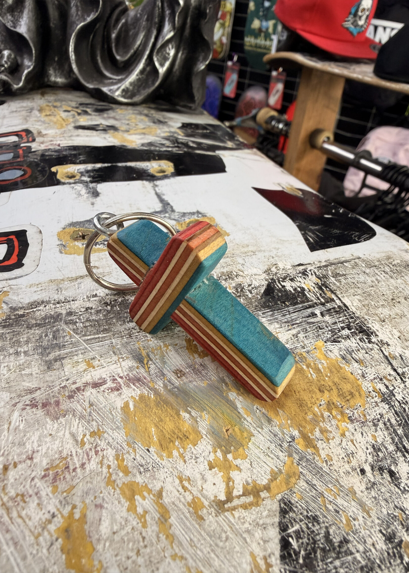 Local Artists LOCAL ARTISTS - Strangele Dim Woodwork Keychain - Cross