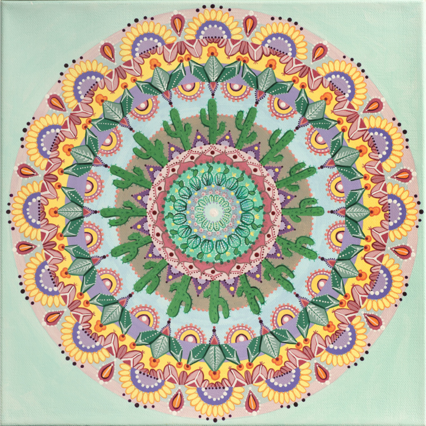 Stirling Studios Pastel Cactus Mandala - Archival Giclee Paper Print - Unframed
