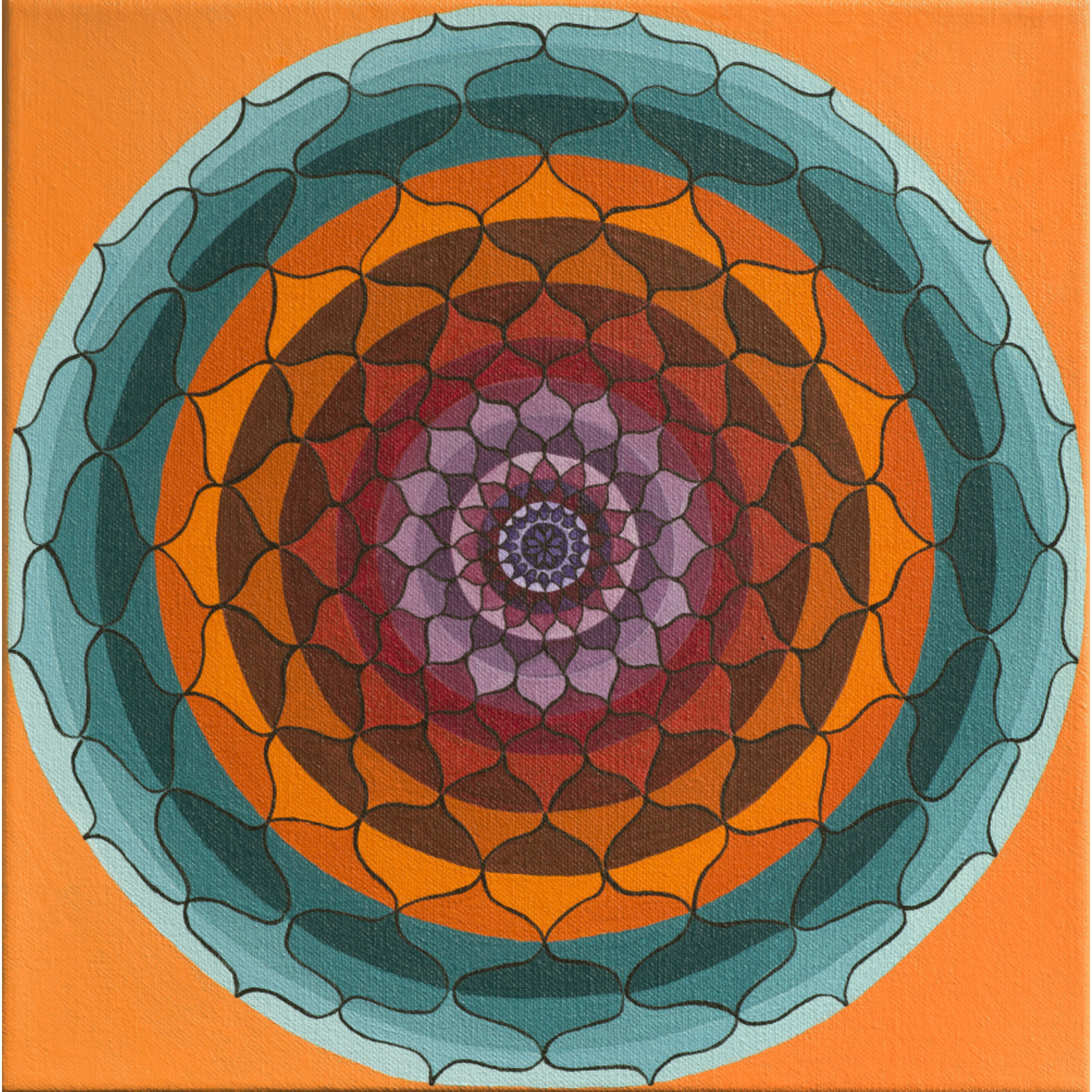 Stirling Studios Orange & Turquoise Lotus Mandala - Archival Giclee Paper Print - Unframed