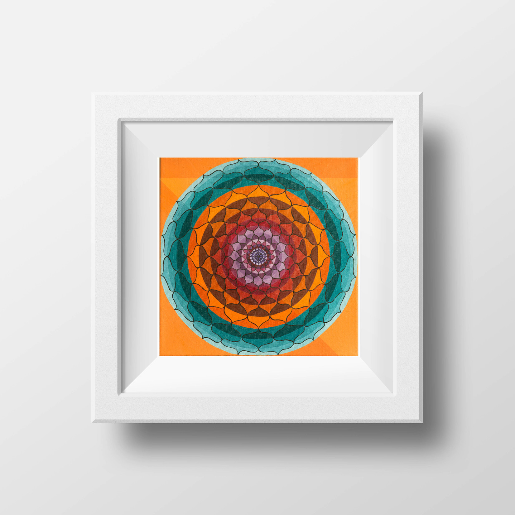 Stirling Studios Orange & Turquoise Lotus Mandala - Archival Giclee Paper Print - Unframed