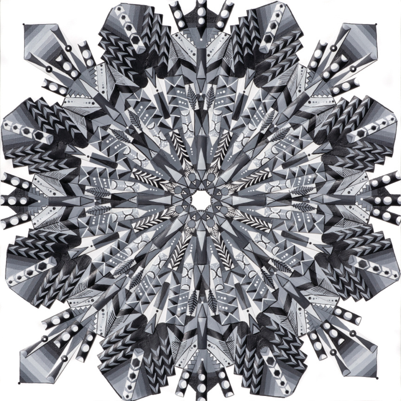 Stirling Studios "Black and White Snowflake" Mandala Canvas Print