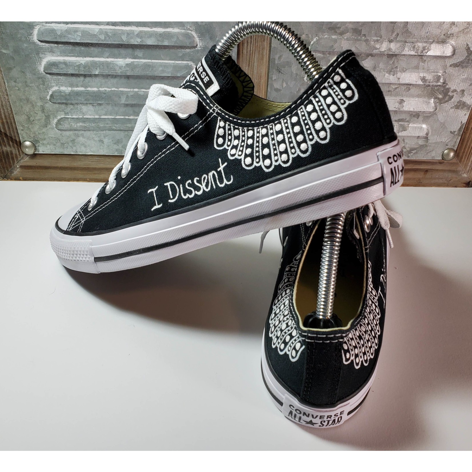 Stirling Studios Ruth Bader Ginsberg Custom Converse  -  Double Sided w/ Text "I Dissent"