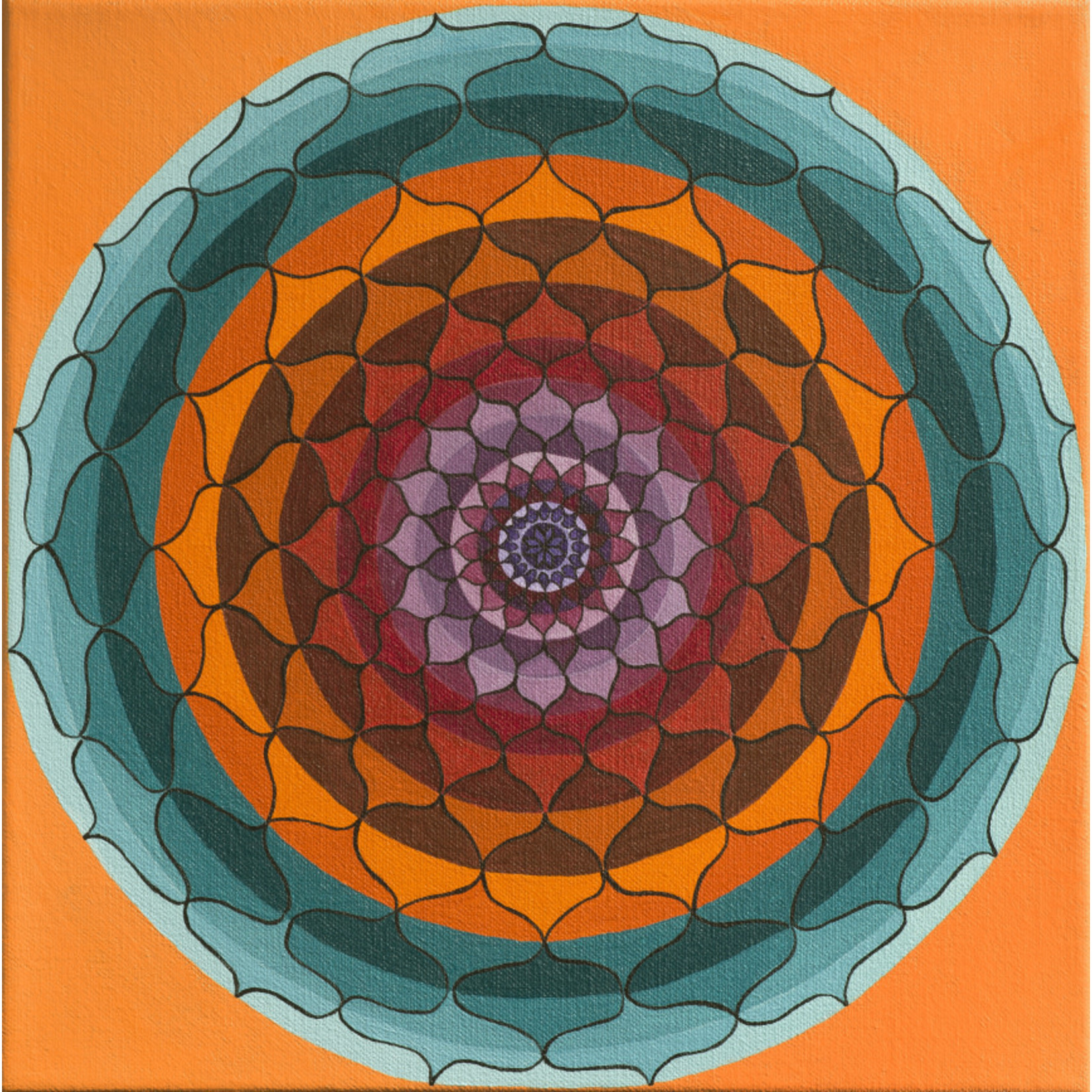 Stirling Studios Original - "Orange & Turquoise Lotus" Mandala