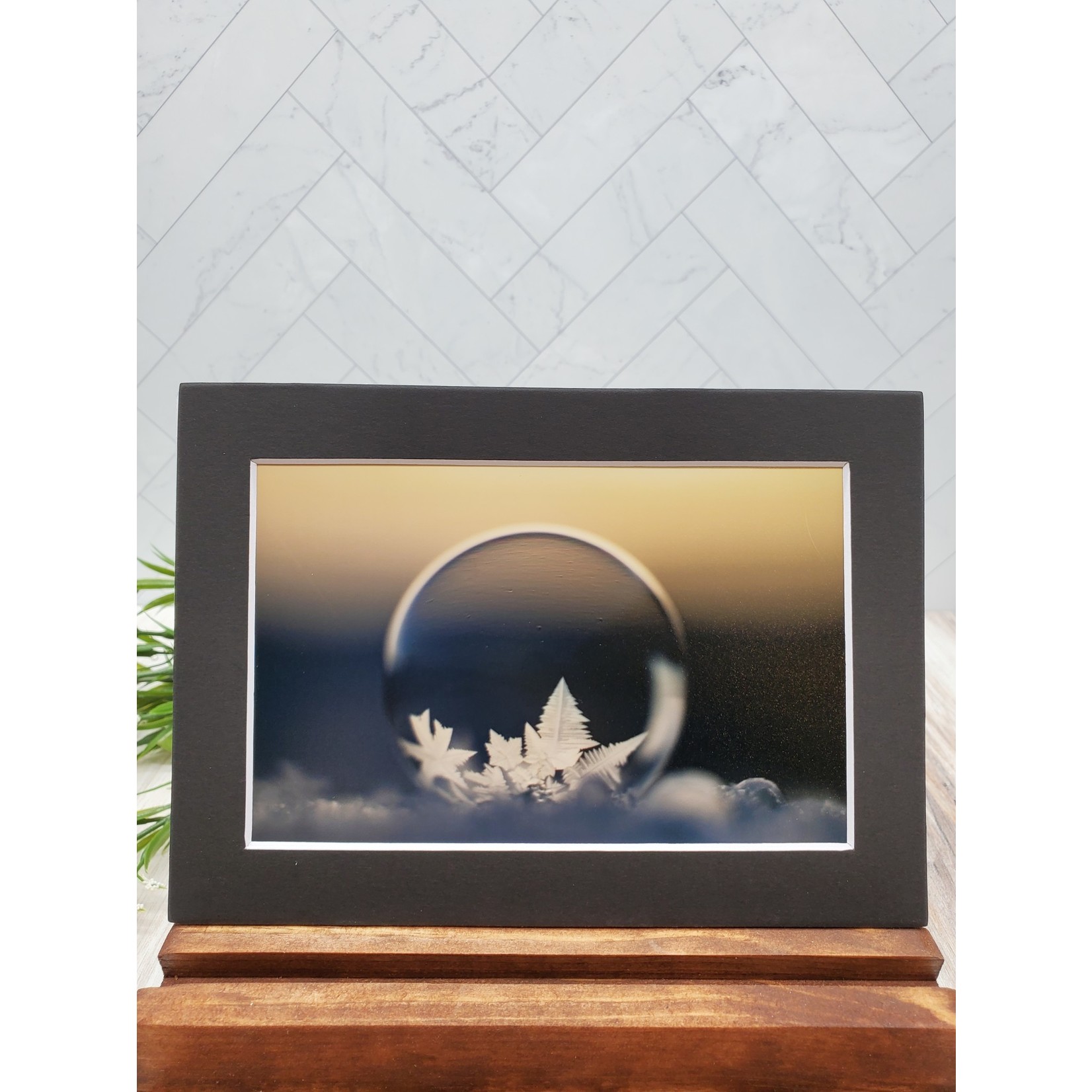 Frozen Bubble Matted Print - sunset background