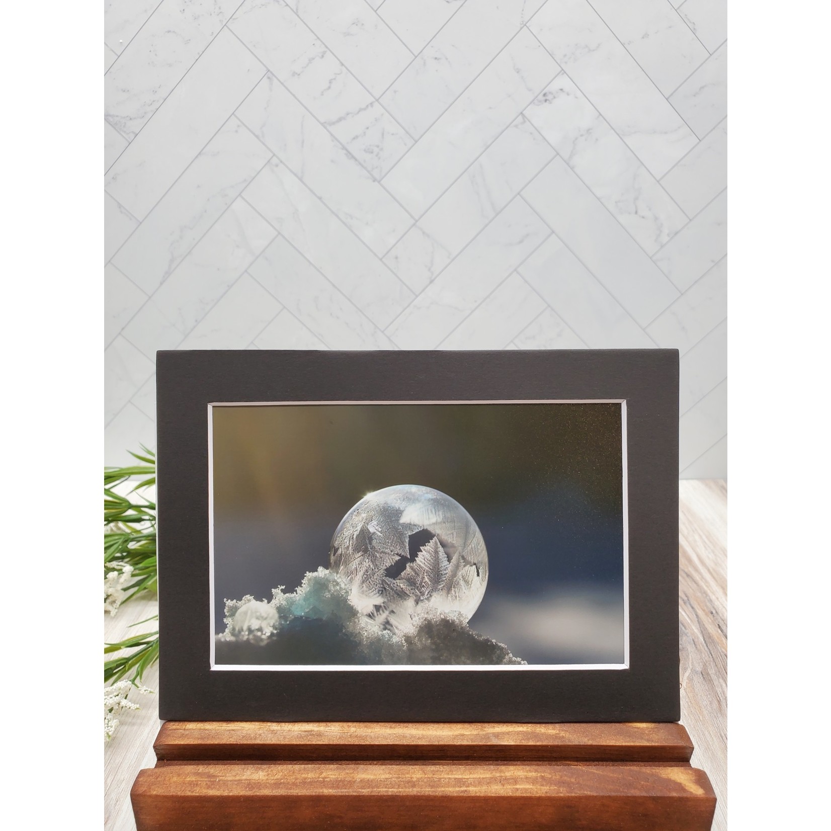 Frozen Bubble Matted Print - snow