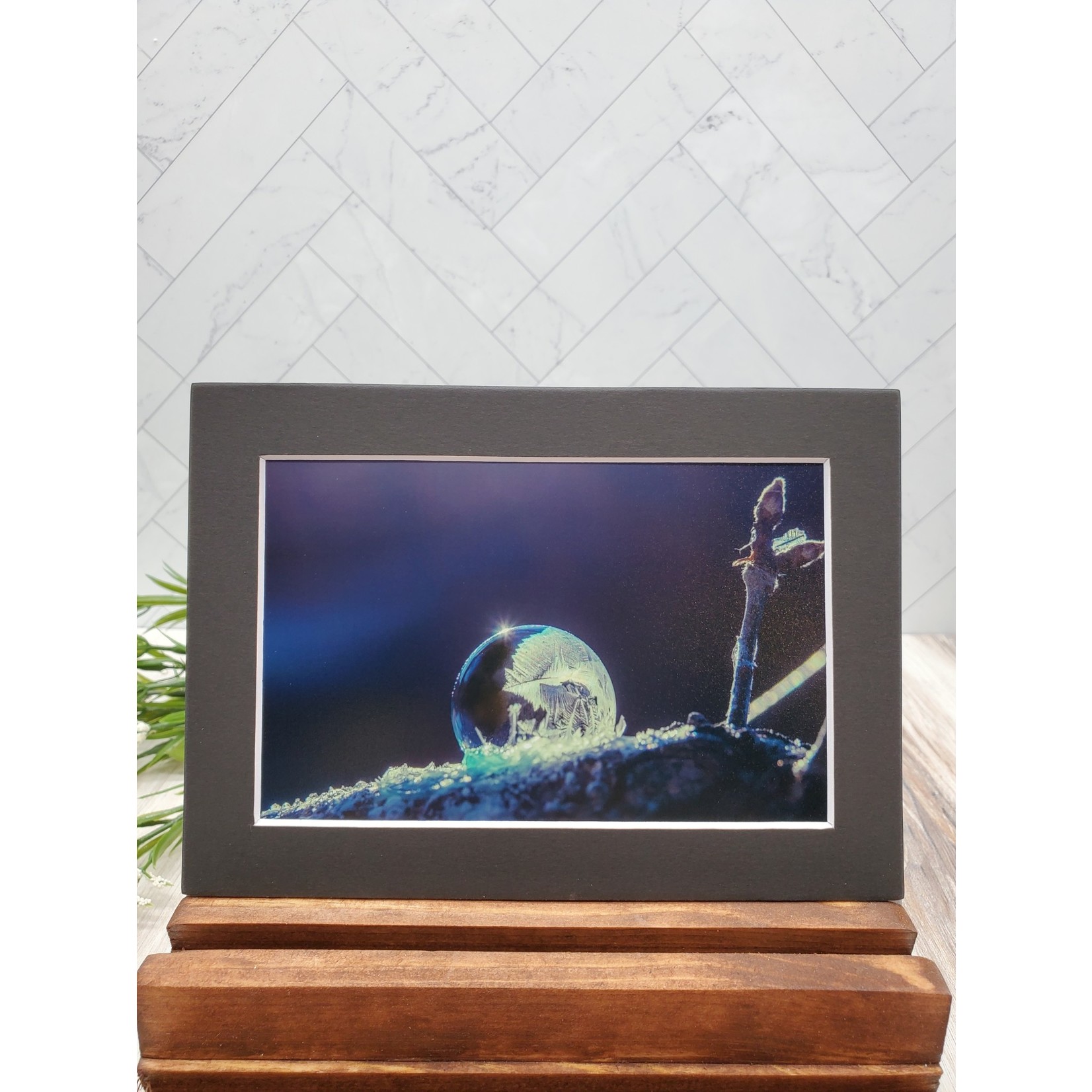 SGT Photography Frozen Bubble Matted Print - turquoise