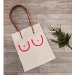 Knotty Bot Knitwear Titty Tote Bag - leather handles - 15"