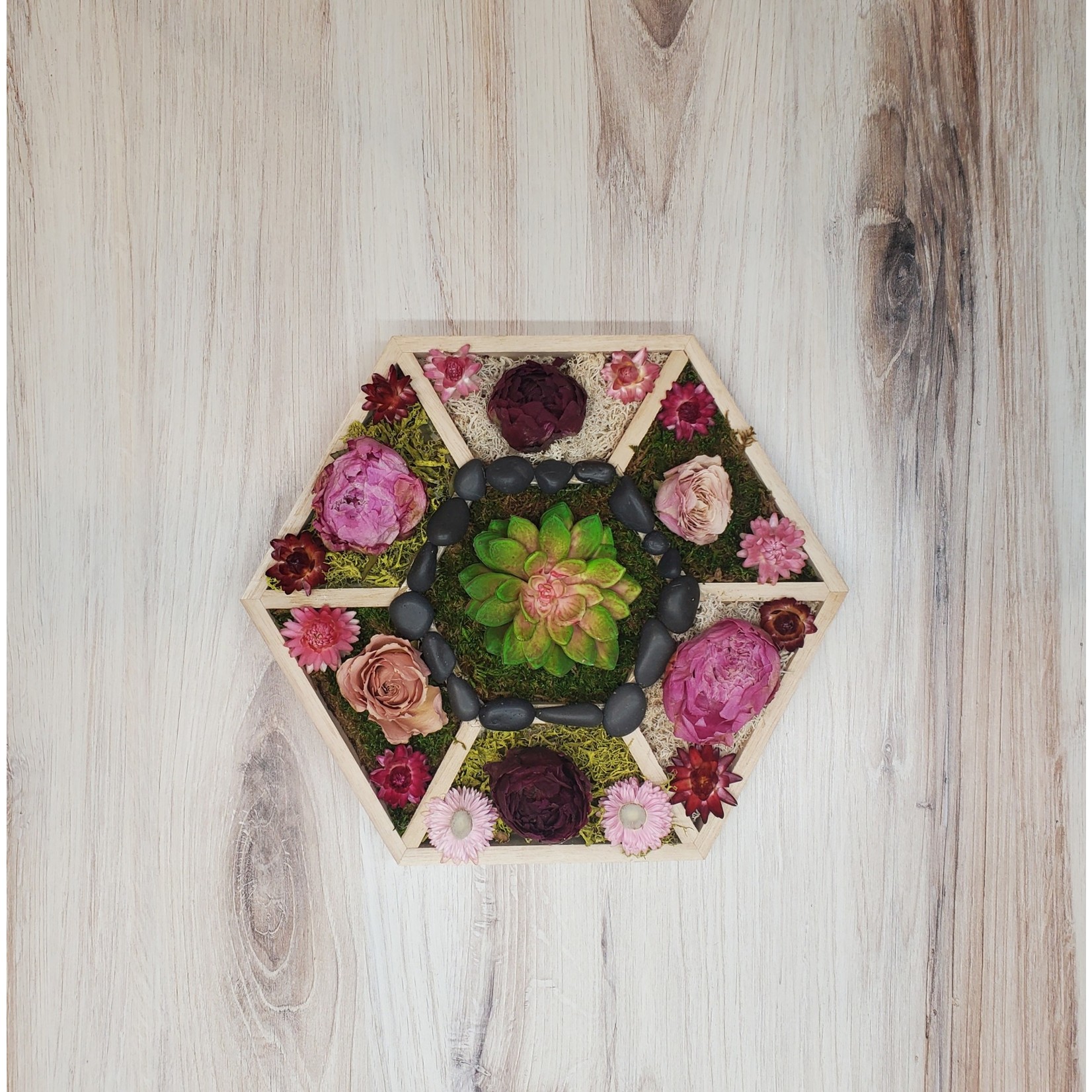 Box of Posies "Hexagon View" - dried flower artwork