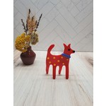Glas Rat Art Glass Dancing Dog - red with yellow polka dots