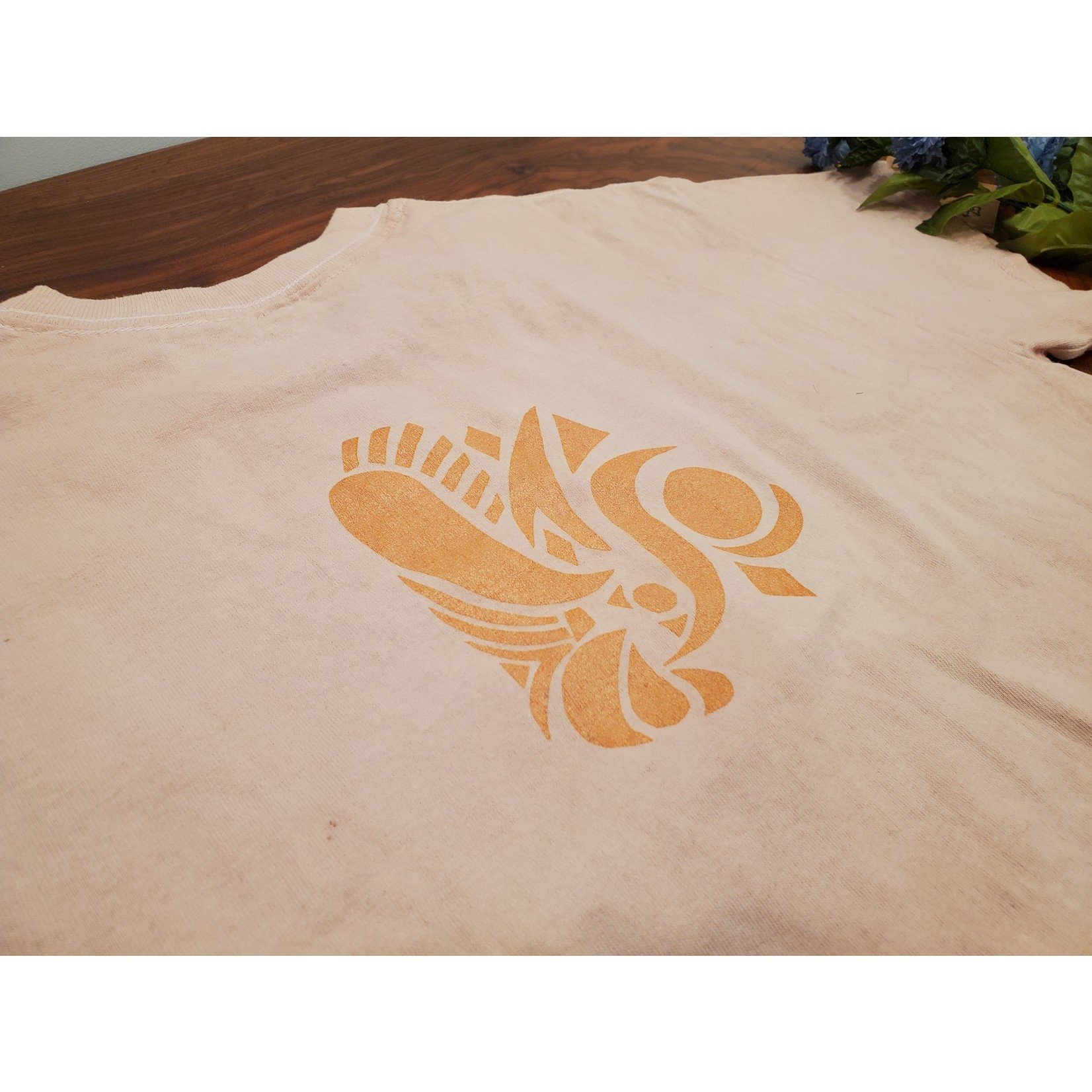 Knotty Bot Knitwear Cropped T-Shirt - Tribal Print (back) - Avocado Pit Dyed