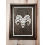 Logan Greenwood Geometric Animal Wood Cut Art - Ram - 12x16"