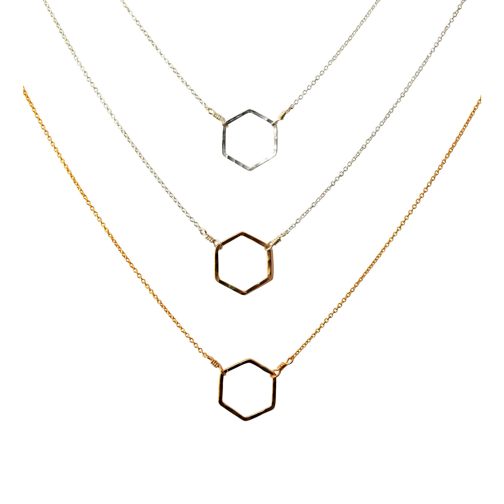 Tamacino Buckeye - small hexagon necklace - 17" chain