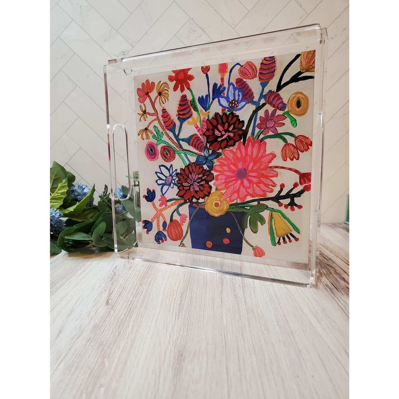 Chilipepper's Painting Acrylic Tray - Crazy Flower