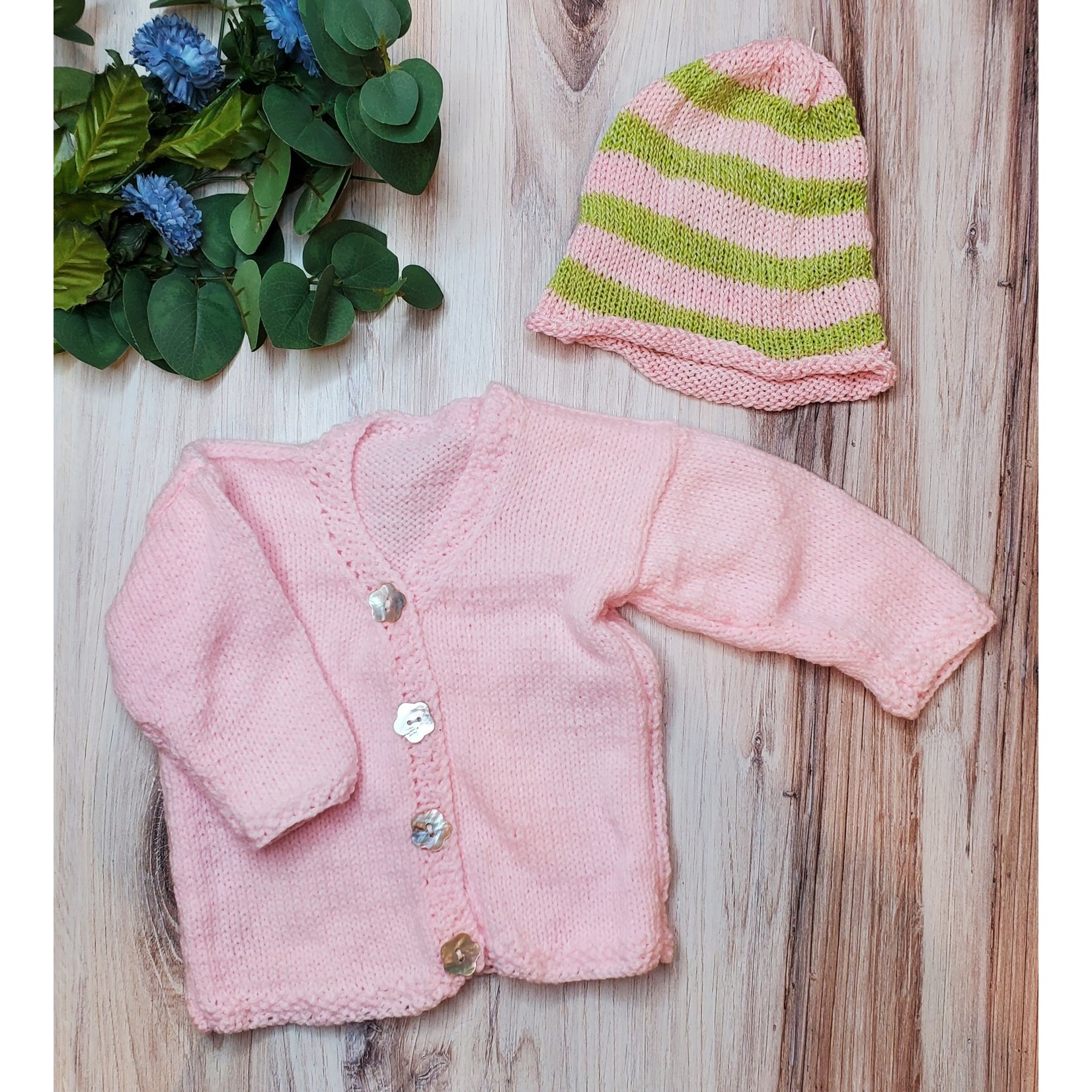 Roan's Repertoire Sweater & Hat Set - Knitted - Pink - Size 6-12 mos.