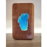 Tahoegraphical Glass Lake Tahoe - Topographic 3D -  Walnut Frame