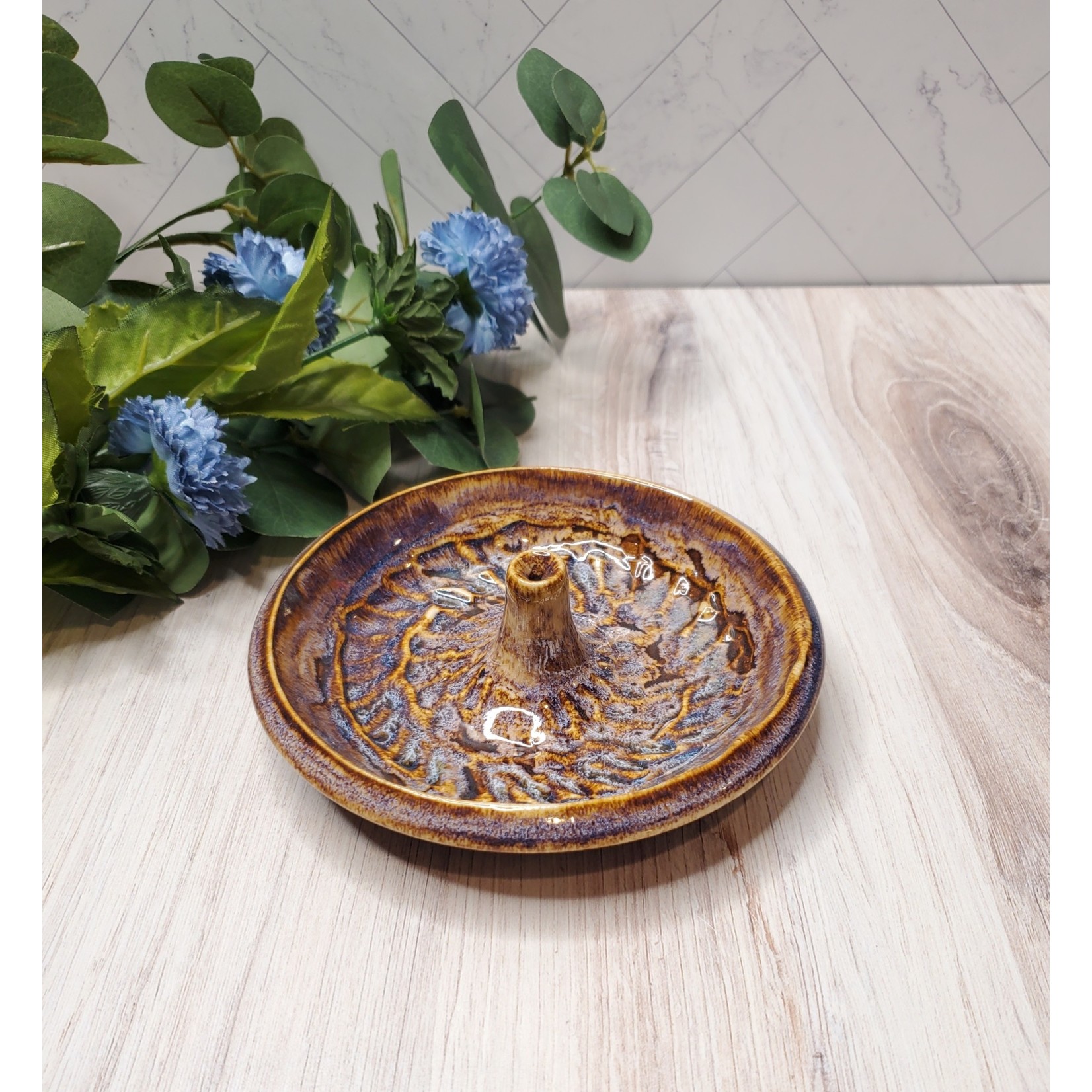 Effa Ceramics Blues & Browns Textured Ring Dish
