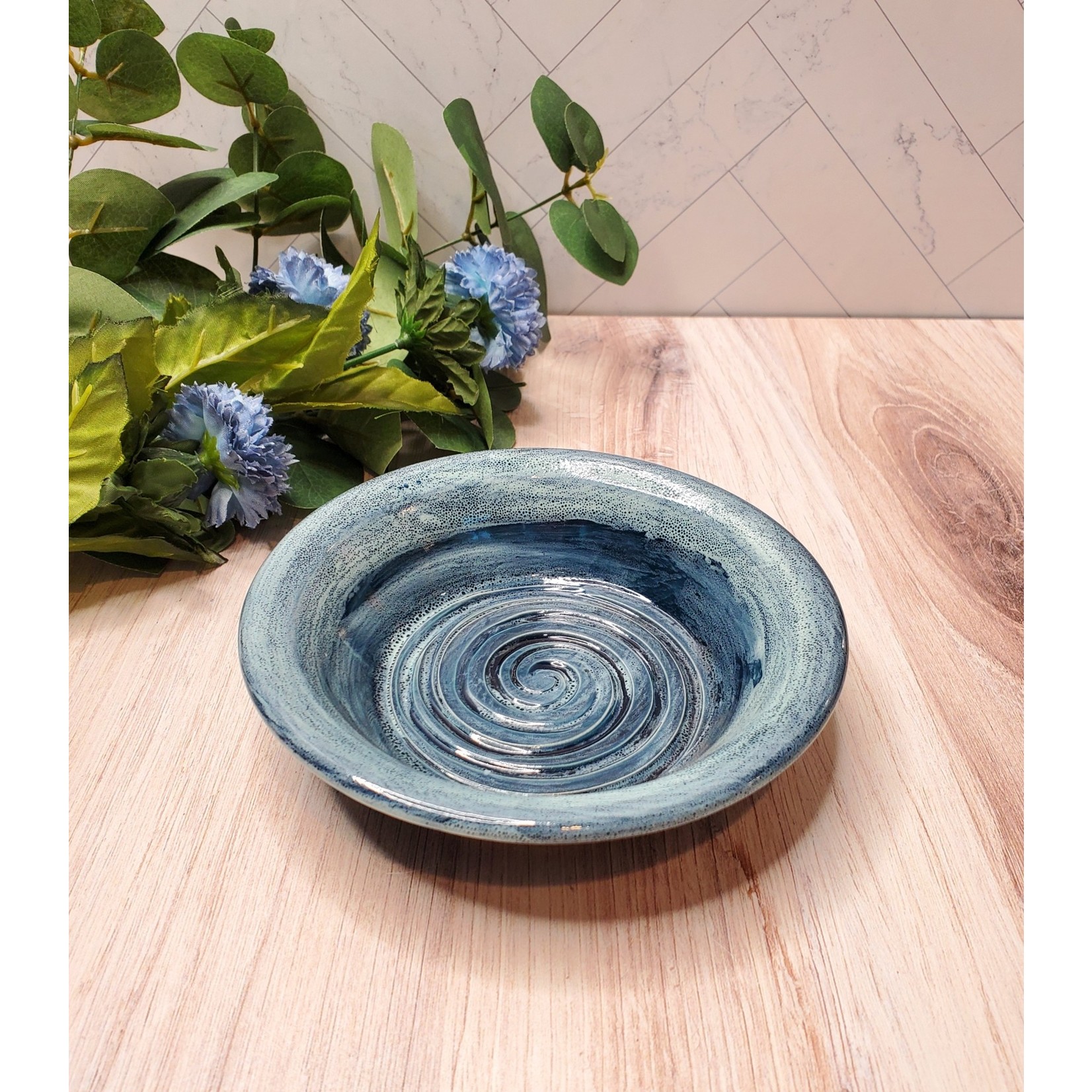 Effa Ceramics Blue Speckled Swirl Trinket Dish