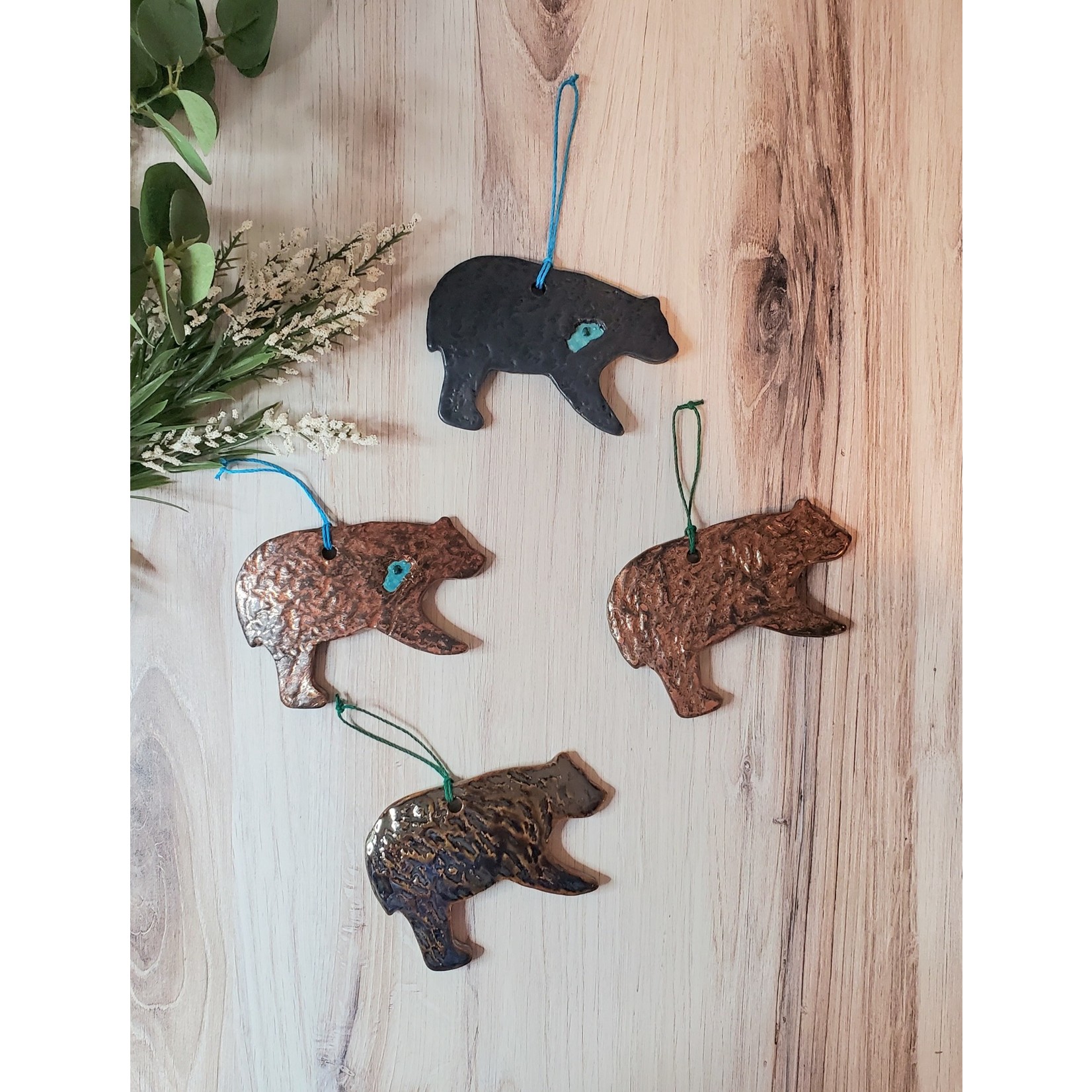 Elaine Randall Ceramic Bear Ornaments -