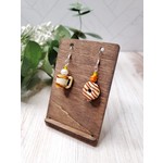 Stirling Studios Coffee & Donuts - lampwork glass bead earrings - (frosted donut)