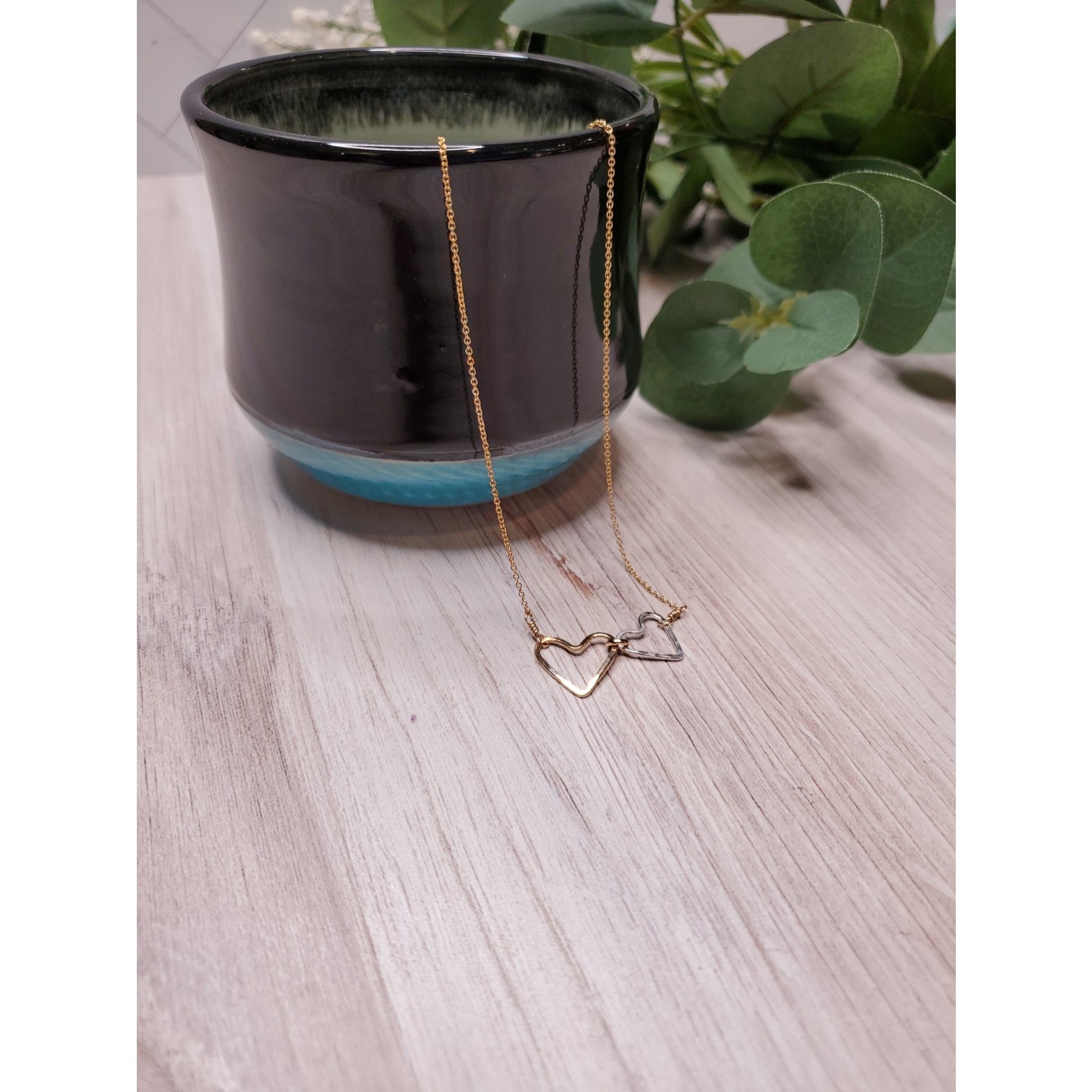 Tamacino "Juniper" Necklace (Double Heart) - Silver & Gold