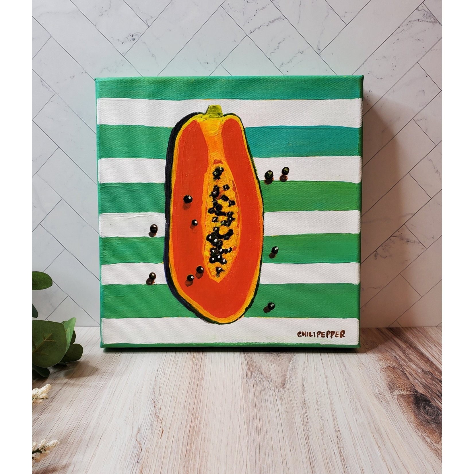 Chilipepper's Painting "During Summer Heat (Papaya)" - Acrylic on canvas
