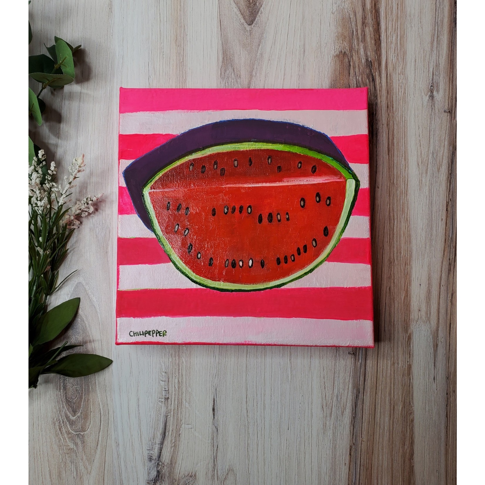 Chilipepper's Painting "During Summer Heat (Watermelon)" - Acrylic on canvas