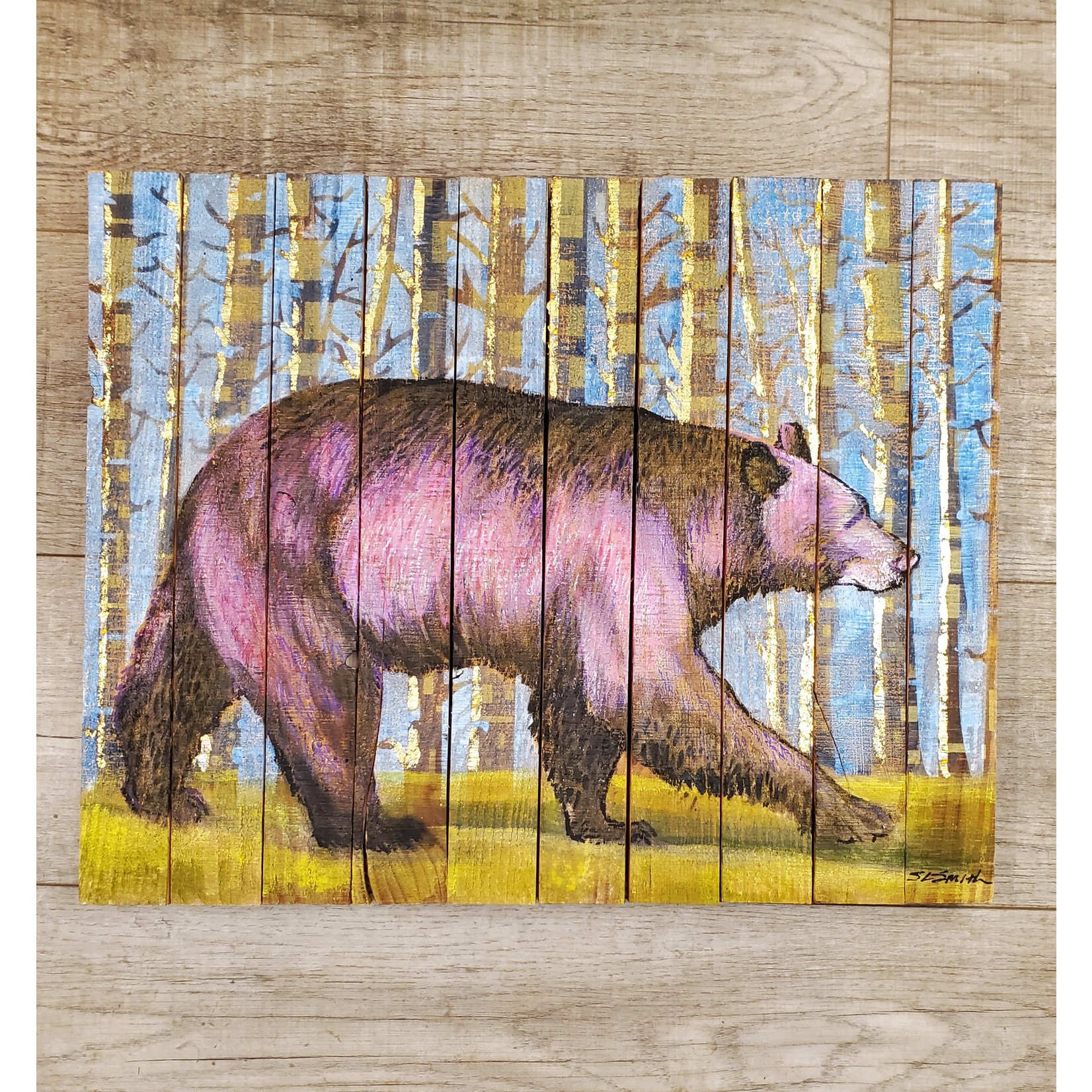 Sara L Smith "Wilding Reclaimed - Walking Bear - Pink"
