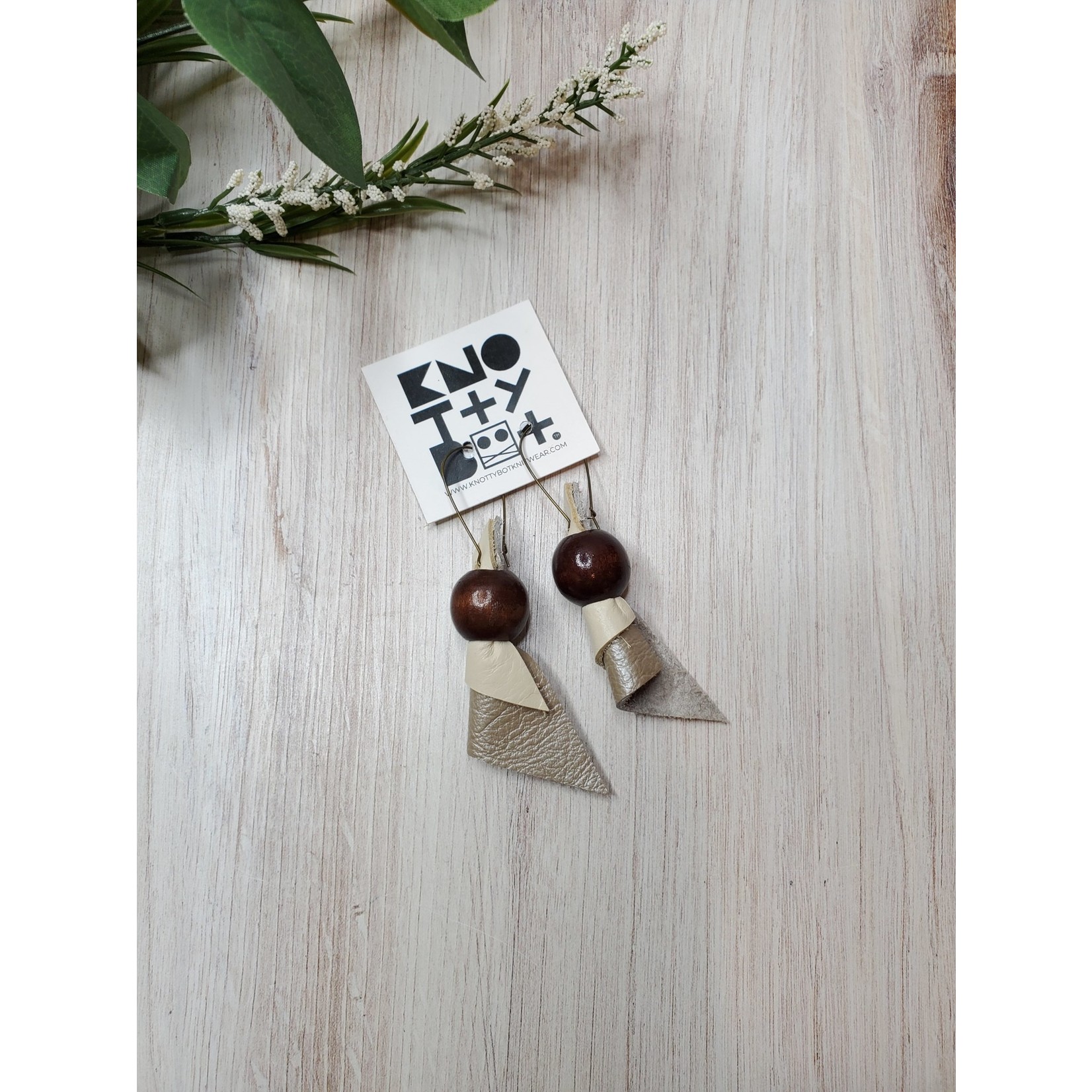 Knotty Bot Knitwear Leather & Wood Earrings