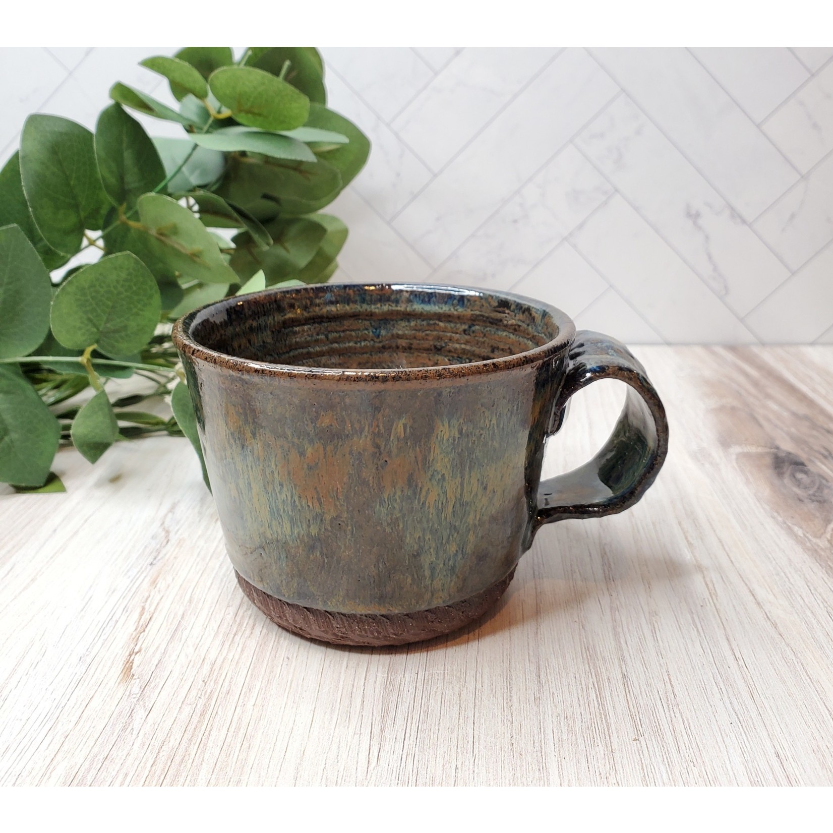 Elaine Randall Soup Mug - brown and blue - A