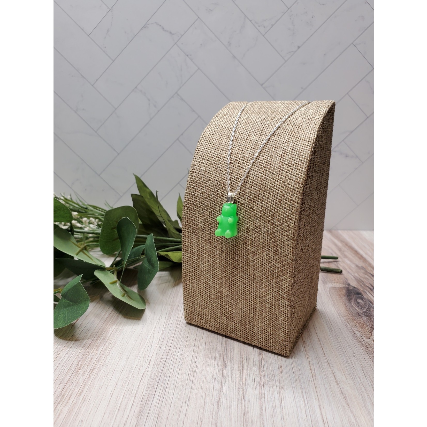 Stirling Studios Glow in the Dark Gummy Bear Necklace - Lime Green