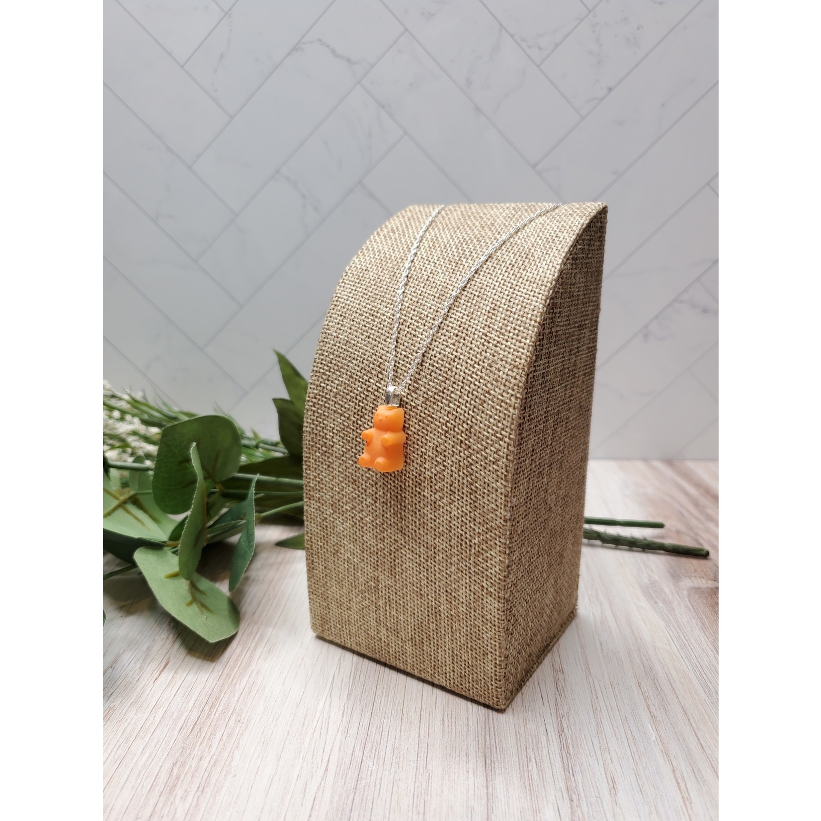 Stirling Studios Glow in the Dark Gummy Bear Necklace - Matte Orange