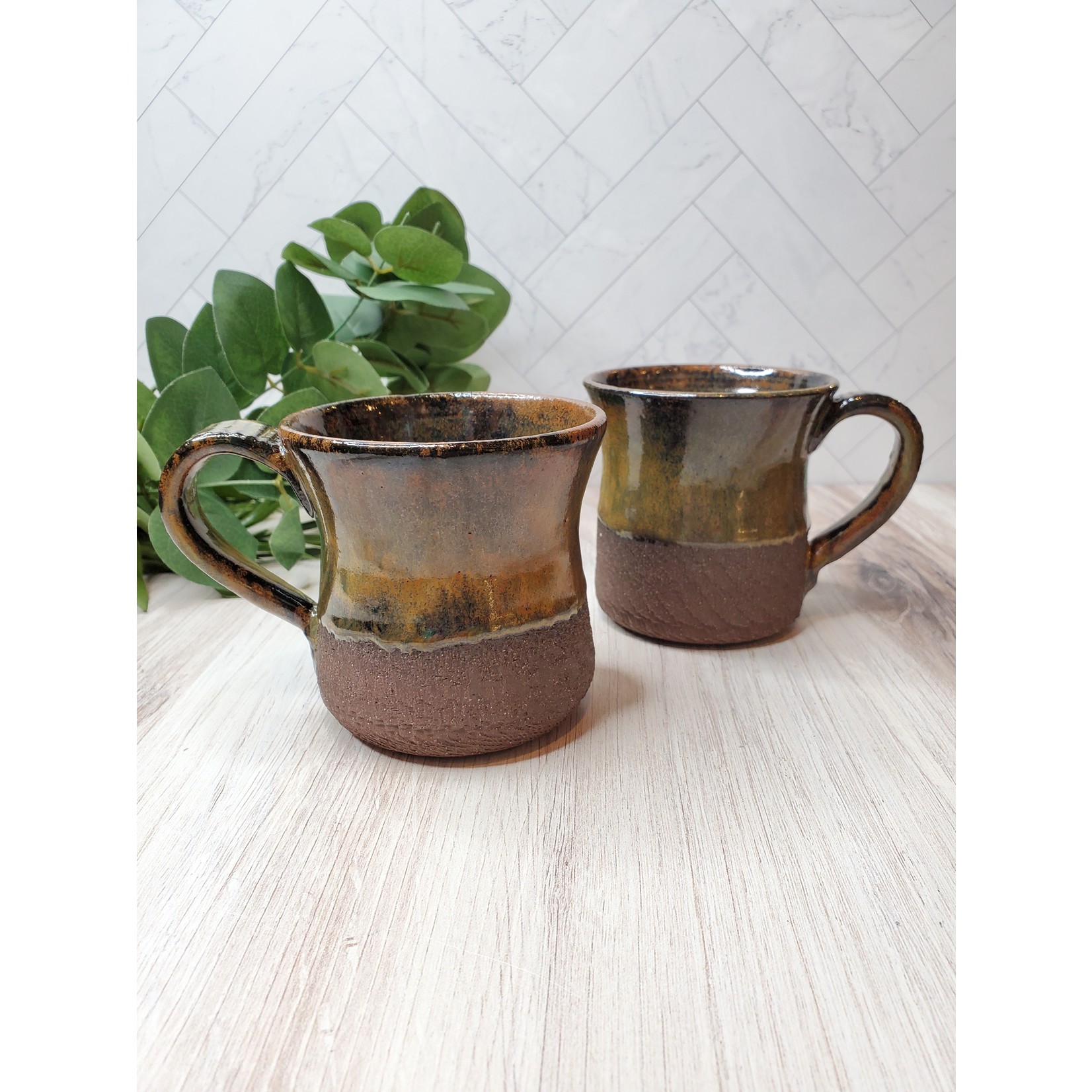 Elaine Randall Tea Mug - browns, greens & amber - B