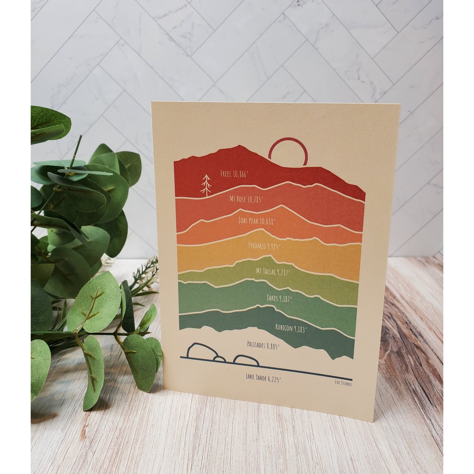 Evi Studio Tahoe Mountains - Rainbow - Notecard