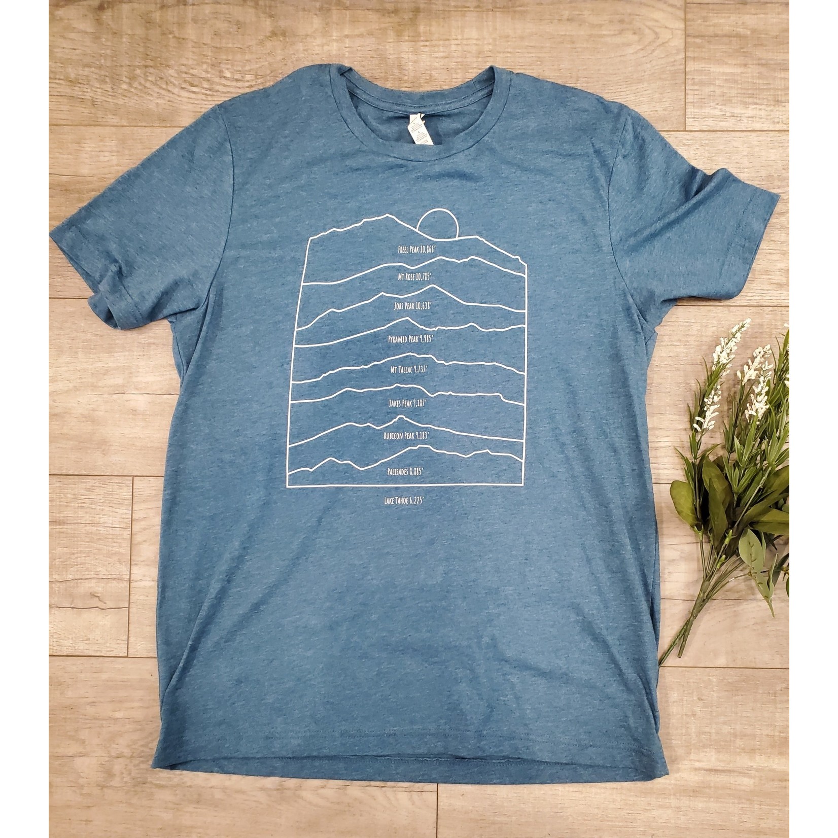 Tahoe Mountains - T-Shirt - Blue - Chickadee Art Collective