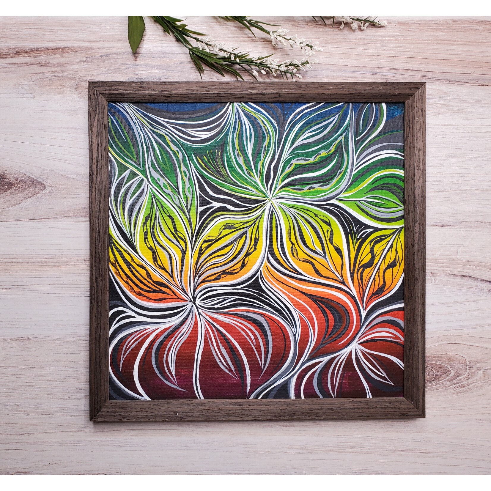 Joy Time Now "Rainbow Beets" - Framed Acrylic Original - 12x12"