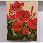 Barb Moniot "Vibrant Poppies" - original oil on canvas - 11x14"